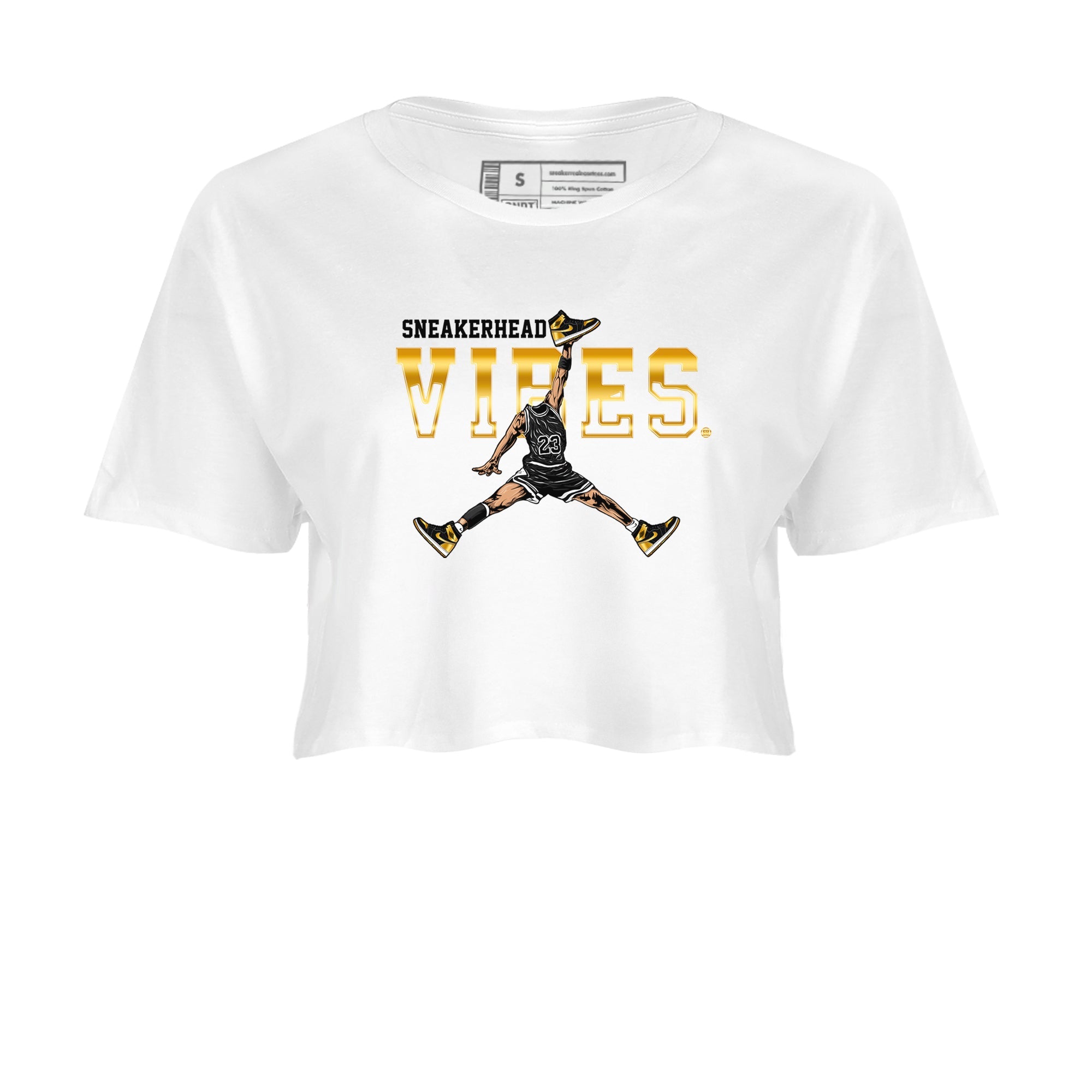 Air Jordan 1 High OG Black Metallic Gold shirts to match jordans Sneakerhead Vibes sneaker match tees Jordan 1 Black Metallic Gold Drip Gear Zone streetwear brand White 2 crop tee