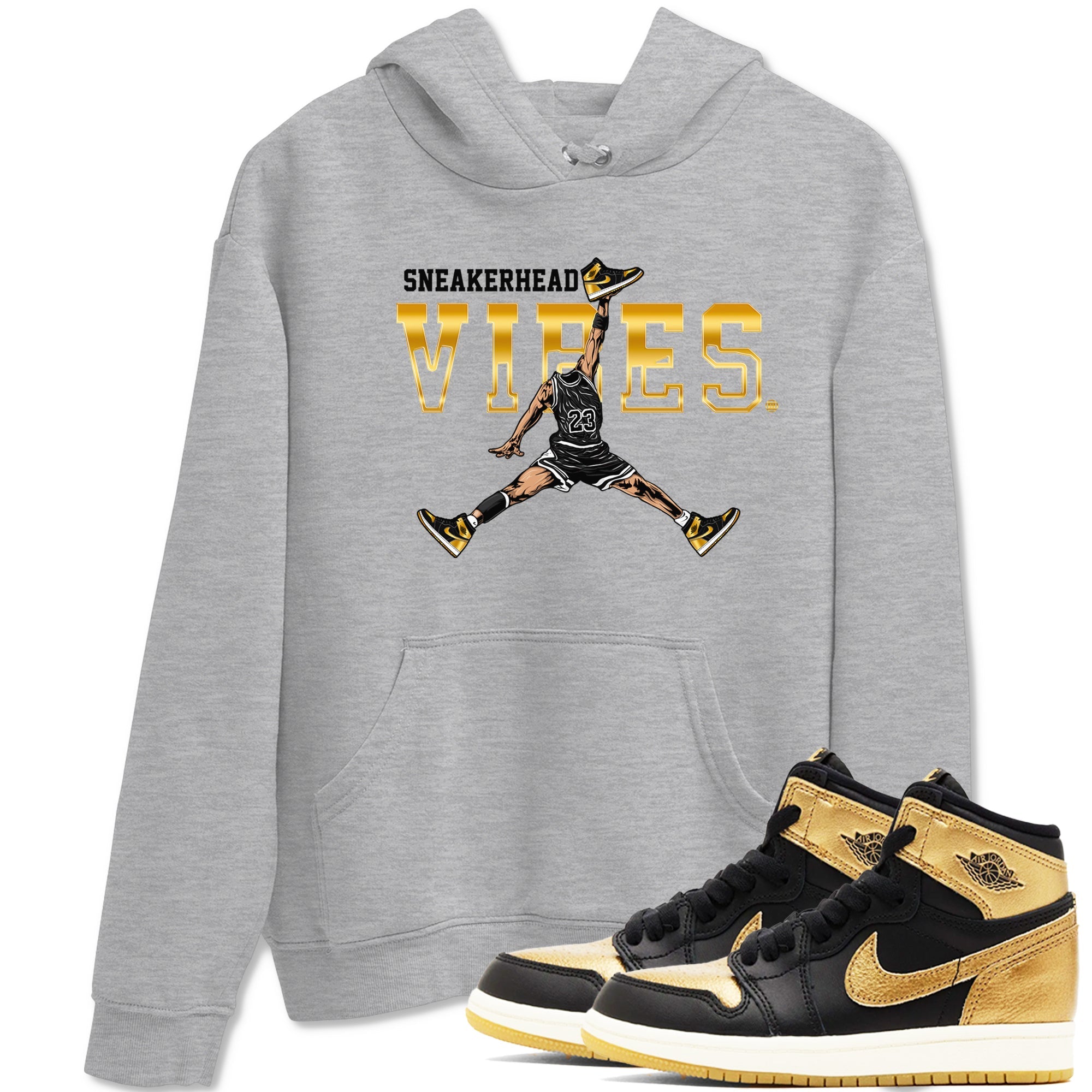 Air Jordan 1 High OG Black Metallic Gold shirts to match jordans Sneakerhead Vibes sneaker match tees Jordan 1 Black Metallic Gold Drip Gear Zone streetwear brand Heather Grey 1 unisex cotton tee