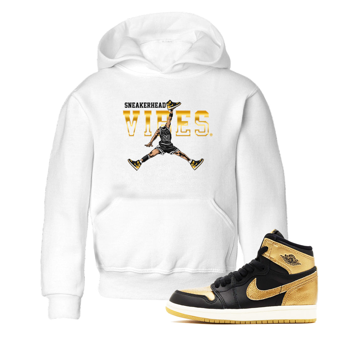 Air Jordan 1 High OG Black Metallic Gold shirts to match jordans Sneakerhead Vibes sneaker match tees Jordan 1 Black Metallic Gold Drip Gear Zone streetwear brand Baby and Youth White 1 cotton tee