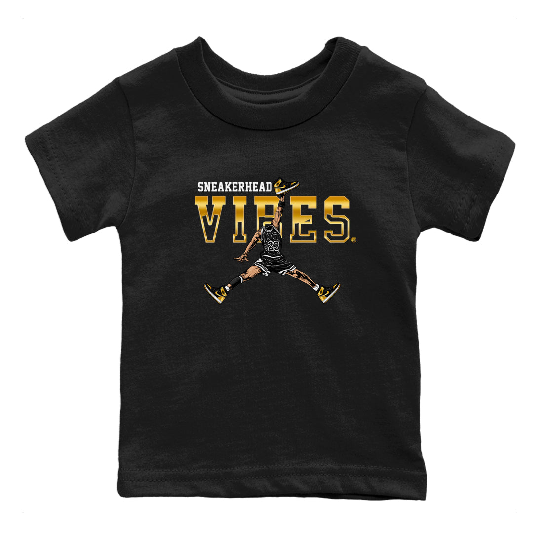 Air Jordan 1 High OG Black Metallic Gold shirts to match jordans Sneakerhead Vibes sneaker match tees Jordan 1 Black Metallic Gold Drip Gear Zone streetwear brand Baby and Youth Black 2 cotton tee