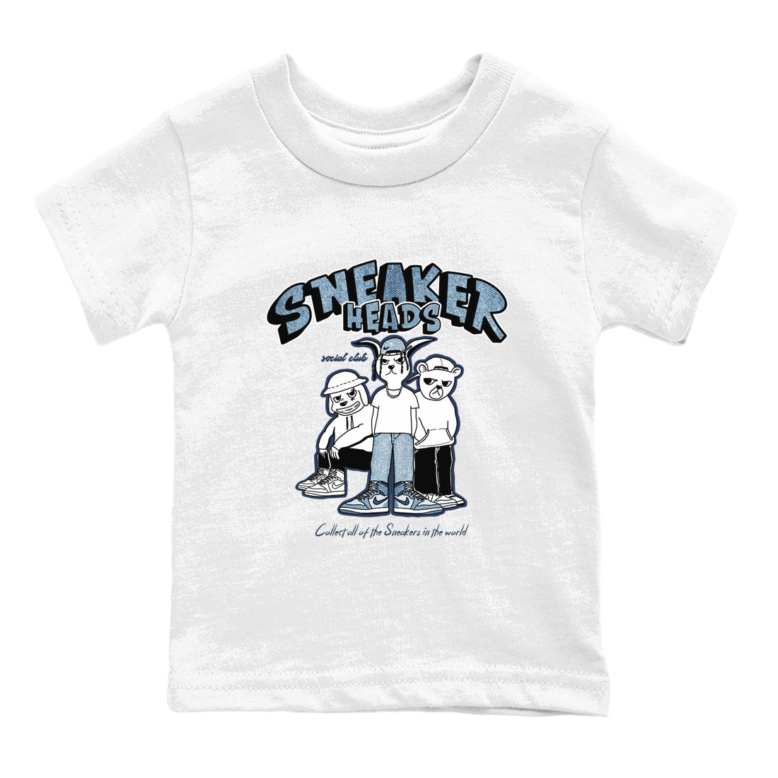 Air Jordan 1 Denim shirts to match jordans Sneakerheads Social Club sneaker match tees Air Jordan 1 Denim Drip Gear Zone streetwear brand Baby and Youth White 2 cotton tee