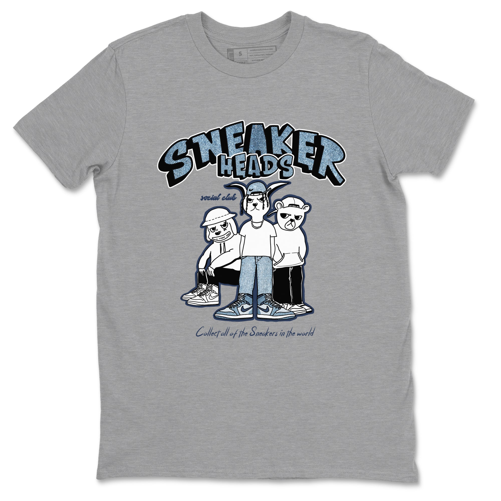 Air Jordan 1 Denim shirts to match jordans Sneakerheads Social Club sneaker match tees Air Jordan 1 Denim Drip Gear Zone streetwear brand Heather Grey 2 unisex cotton tee