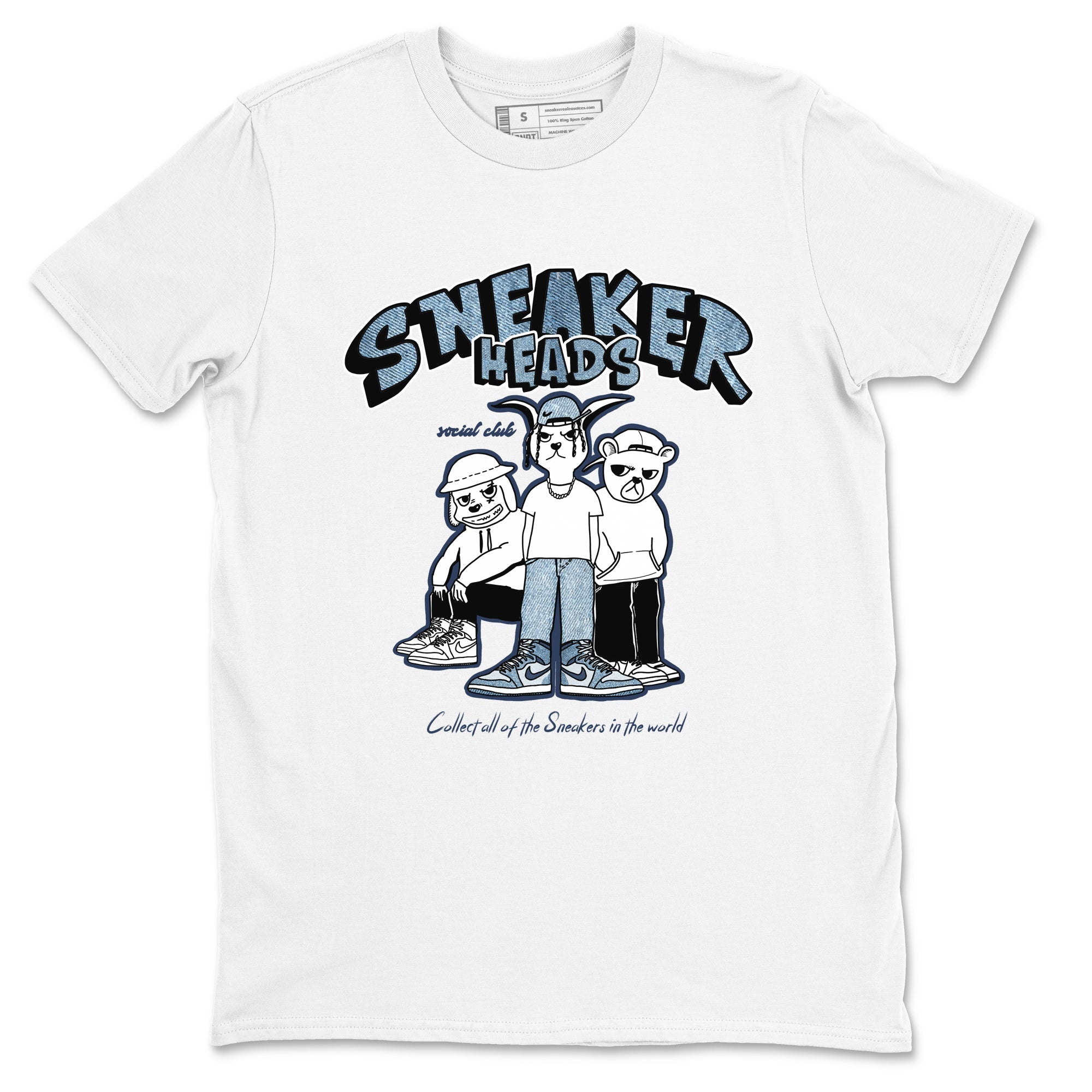 Air Jordan 1 Denim shirts to match jordans Sneakerheads Social Club sneaker match tees Air Jordan 1 Denim Drip Gear Zone streetwear brand White 2 unisex cotton tee