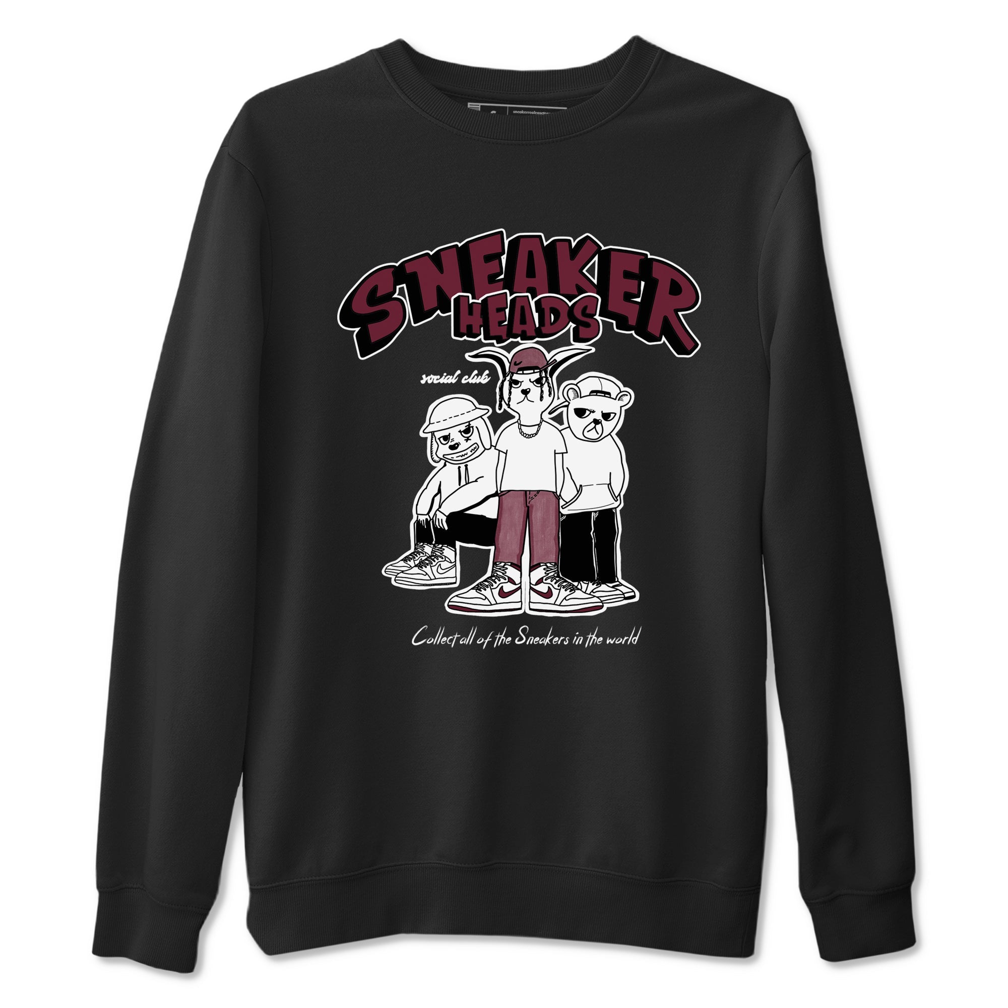 1s Metallic Burgundy shirts to match jordans Sneakerheads Social Club sneaker match tees Air Jordan 1 Metallic Burgundy Drip Gear Zone streetwear brand Black 2 unisex cotton tee