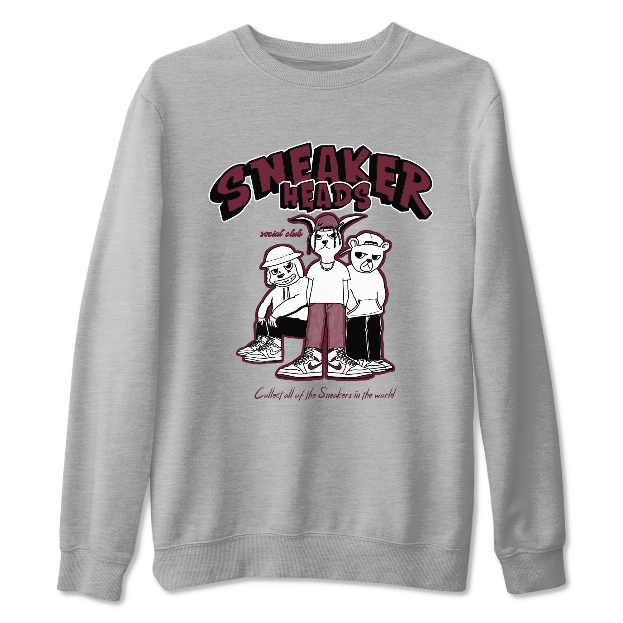 1s Metallic Burgundy shirts to match jordans Sneakerheads Social Club sneaker match tees Air Jordan 1 Metallic Burgundy Drip Gear Zone streetwear brand Heather Grey 2 unisex cotton tee