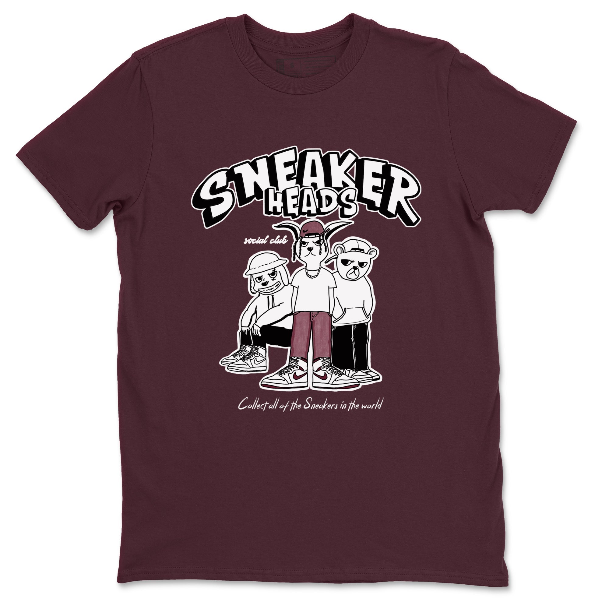 1s Metallic Burgundy shirts to match jordans Sneakerheads Social Club sneaker match tees Air Jordan 1 Metallic Burgundy Drip Gear Zone streetwear brand Maroon 2 unisex cotton tee