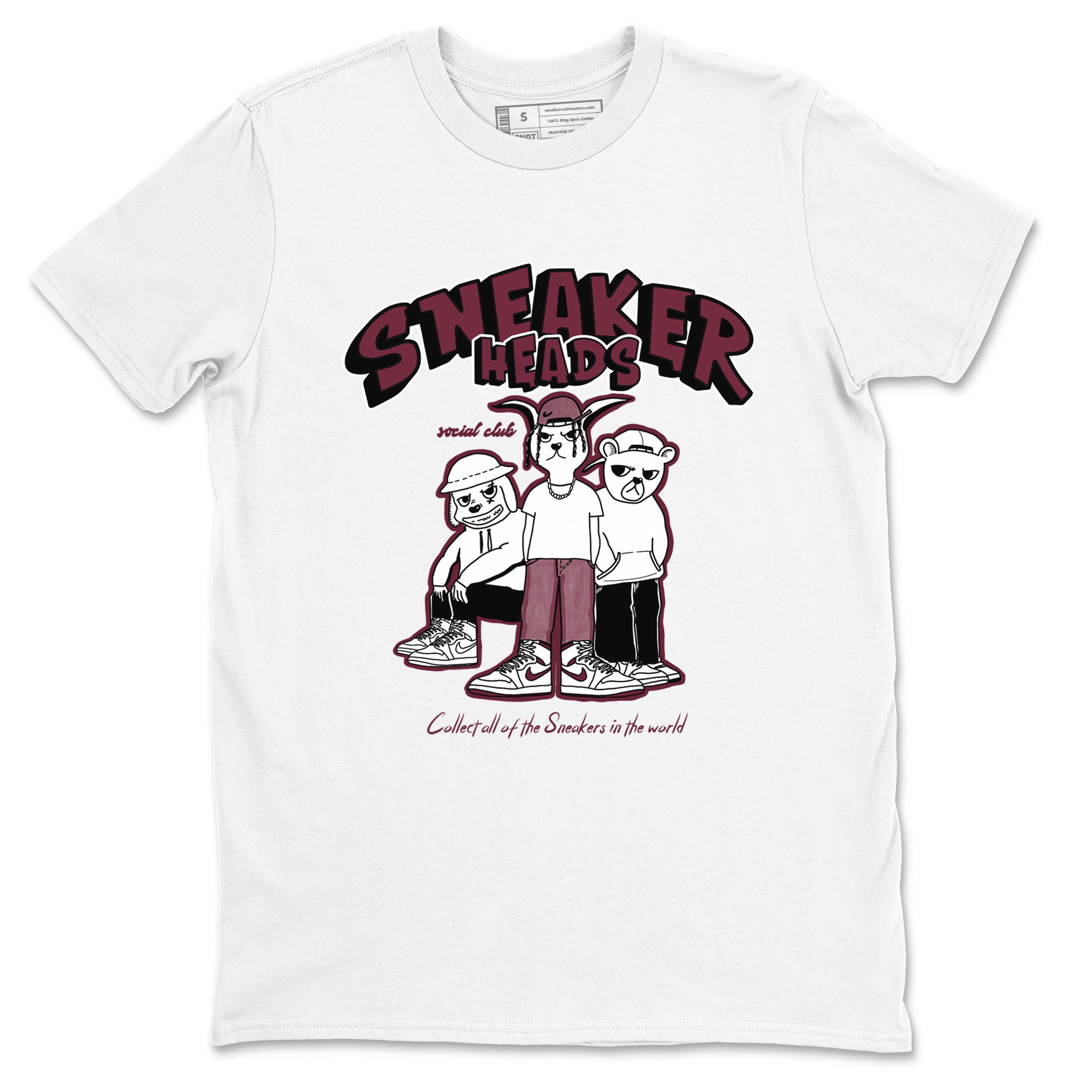 1s Metallic Burgundy shirts to match jordans Sneakerheads Social Club sneaker match tees Air Jordan 1 Metallic Burgundy Drip Gear Zone streetwear brand White 2 unisex cotton tee