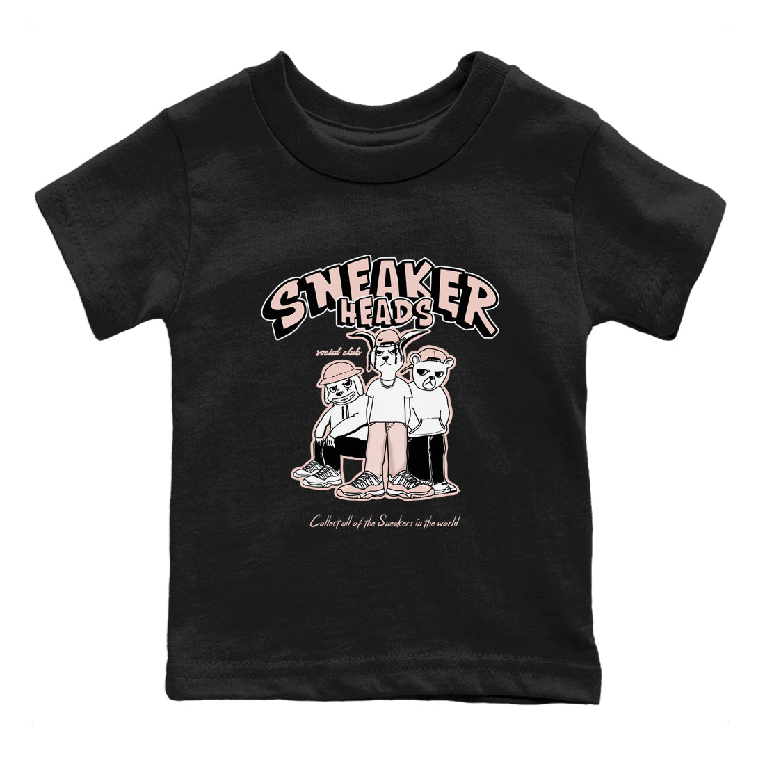 11s Legend Pink shirts to match jordans Sneakerheads Social Club sneaker match tees Air Jordan 11 Legend Pink Drip Gear Zone streetwear brand Baby and Youth Black 2 cotton tee