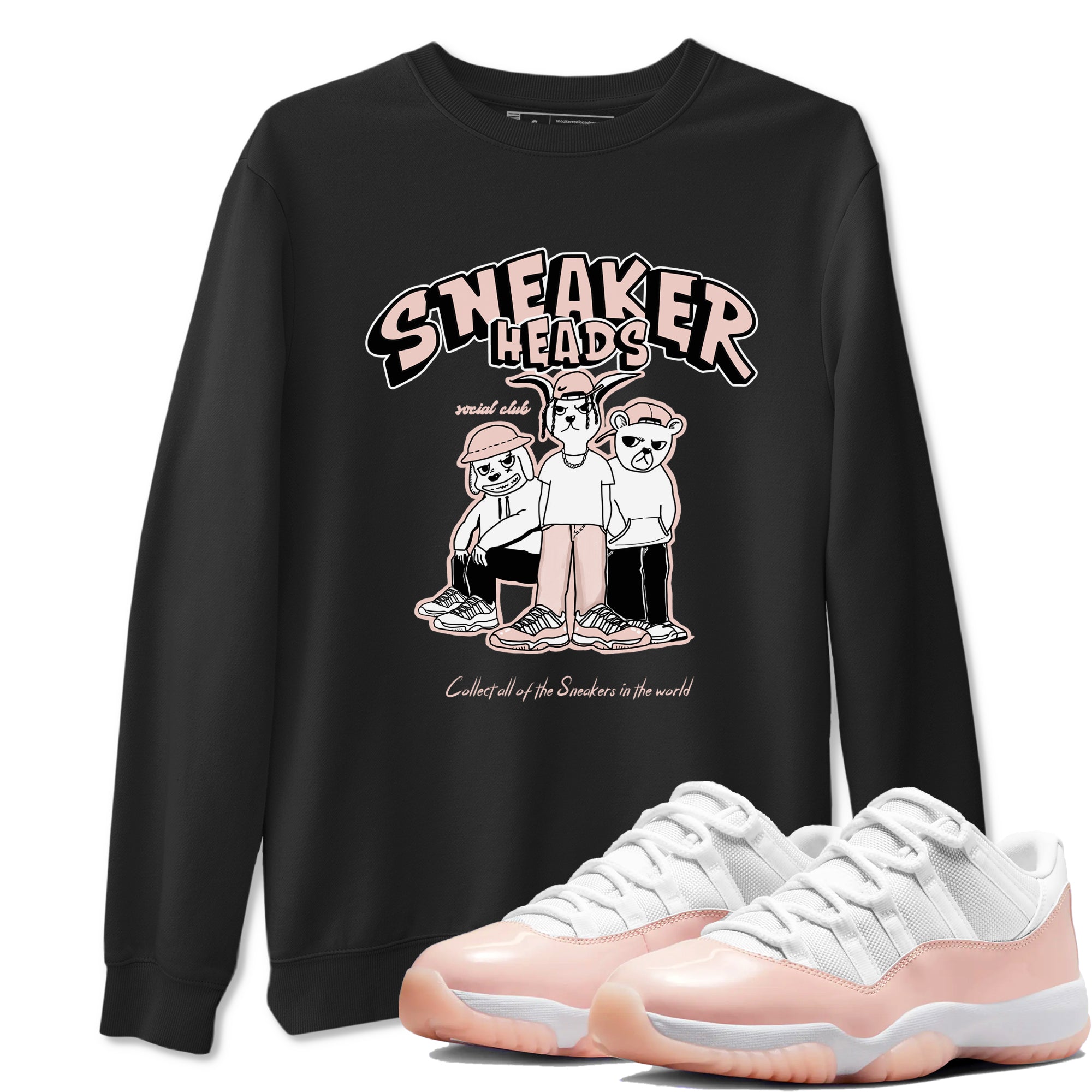 11s Legend Pink shirts to match jordans Sneakerheads Social Club sneaker match tees Air Jordan 11 Legend Pink Drip Gear Zone streetwear brand Black 1 unisex cotton tee