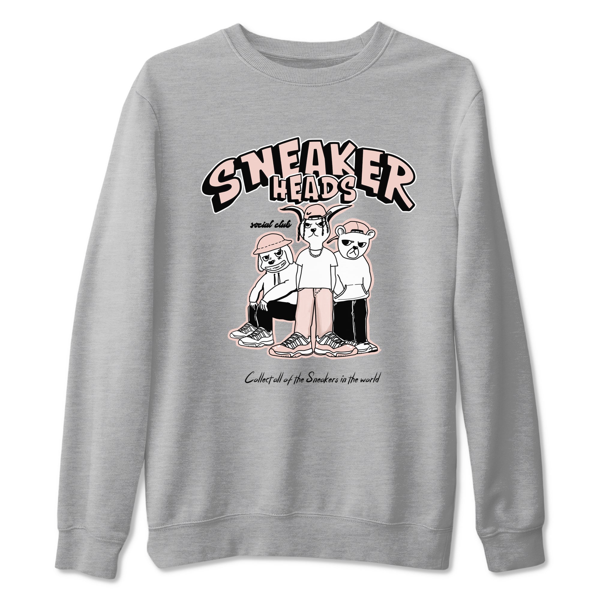 11s Legend Pink shirts to match jordans Sneakerheads Social Club sneaker match tees Air Jordan 11 Legend Pink Drip Gear Zone streetwear brand Heather Grey 2 unisex cotton tee