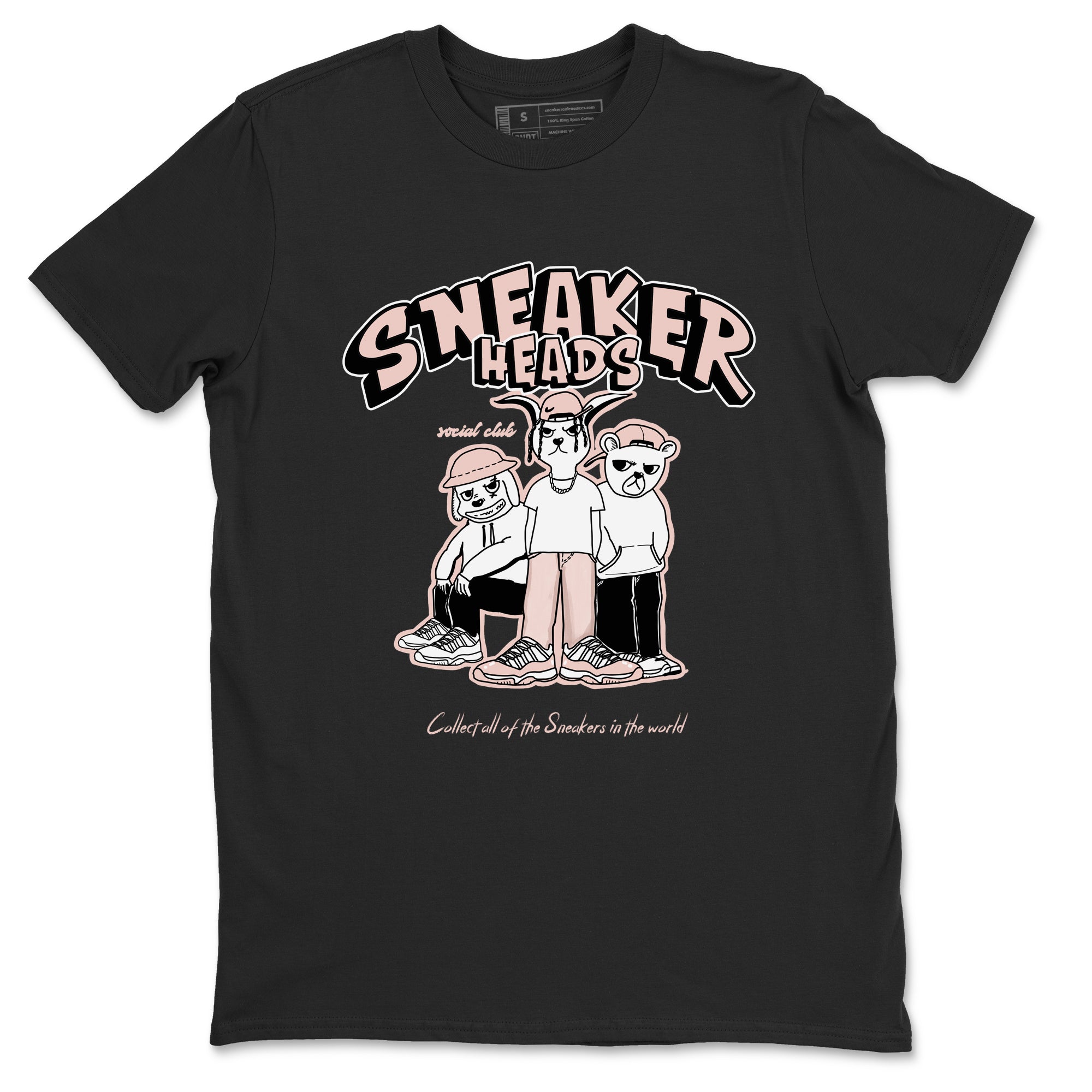 11s Legend Pink shirts to match jordans Sneakerheads Social Club sneaker match tees Air Jordan 11 Legend Pink Drip Gear Zone streetwear brand Black 2 unisex cotton tee