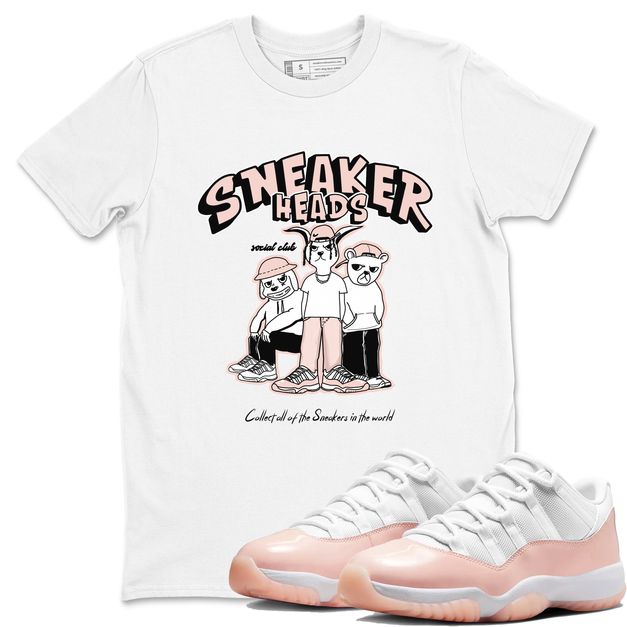 11s Legend Pink shirts to match jordans Sneakerheads Social Club sneaker match tees Air Jordan 11 Legend Pink Drip Gear Zone streetwear brand White 1 unisex cotton tee
