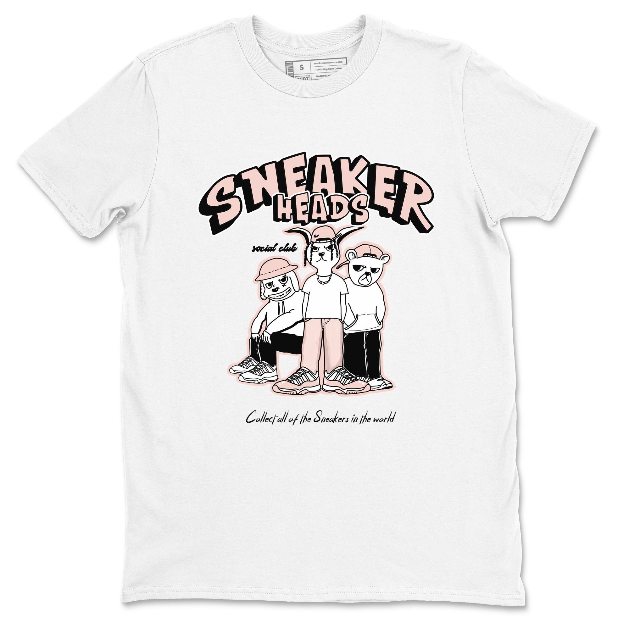 11s Legend Pink shirts to match jordans Sneakerheads Social Club sneaker match tees Air Jordan 11 Legend Pink Drip Gear Zone streetwear brand White 2 unisex cotton tee