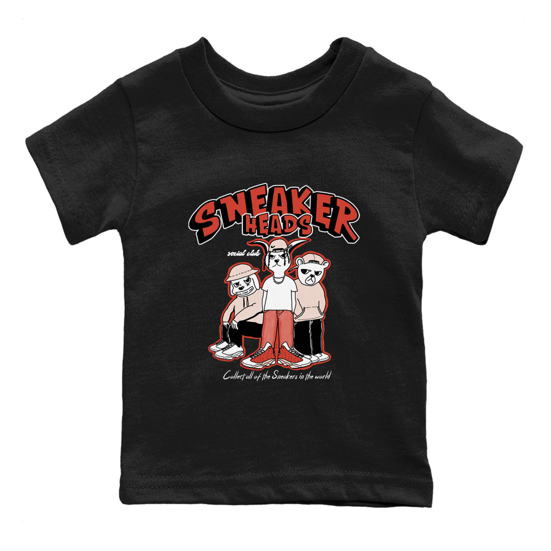 13s Dune Red shirts to match jordans Sneakerheads Social Club sneaker match tees Air Jordan 13 Dune Red Drip Gear Zone streetwear brand Baby and Youth Black 2 cotton tee