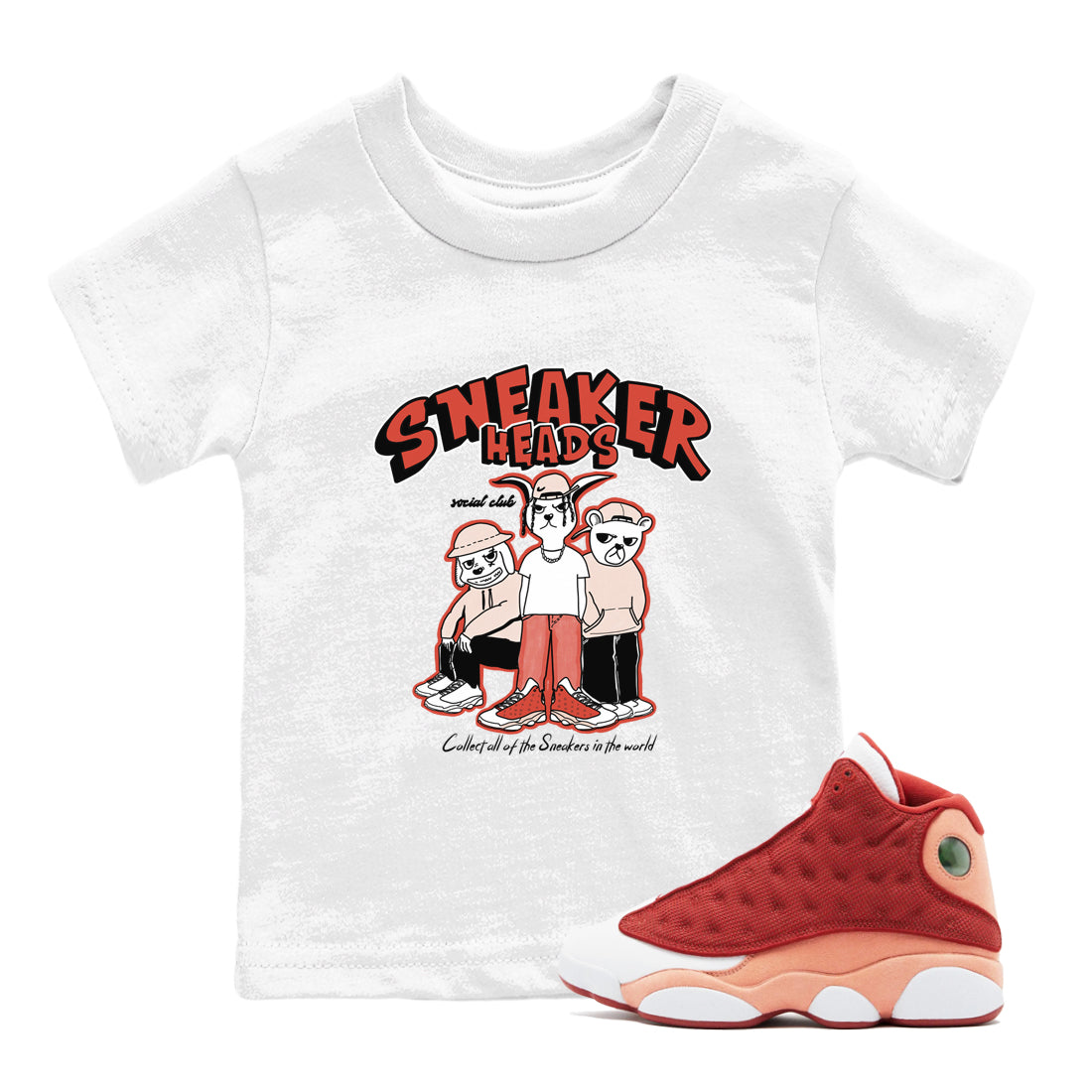13s Dune Red shirts to match jordans Sneakerheads Social Club sneaker match tees Air Jordan 13 Dune Red Drip Gear Zone streetwear brand Baby and Youth White 1 cotton tee