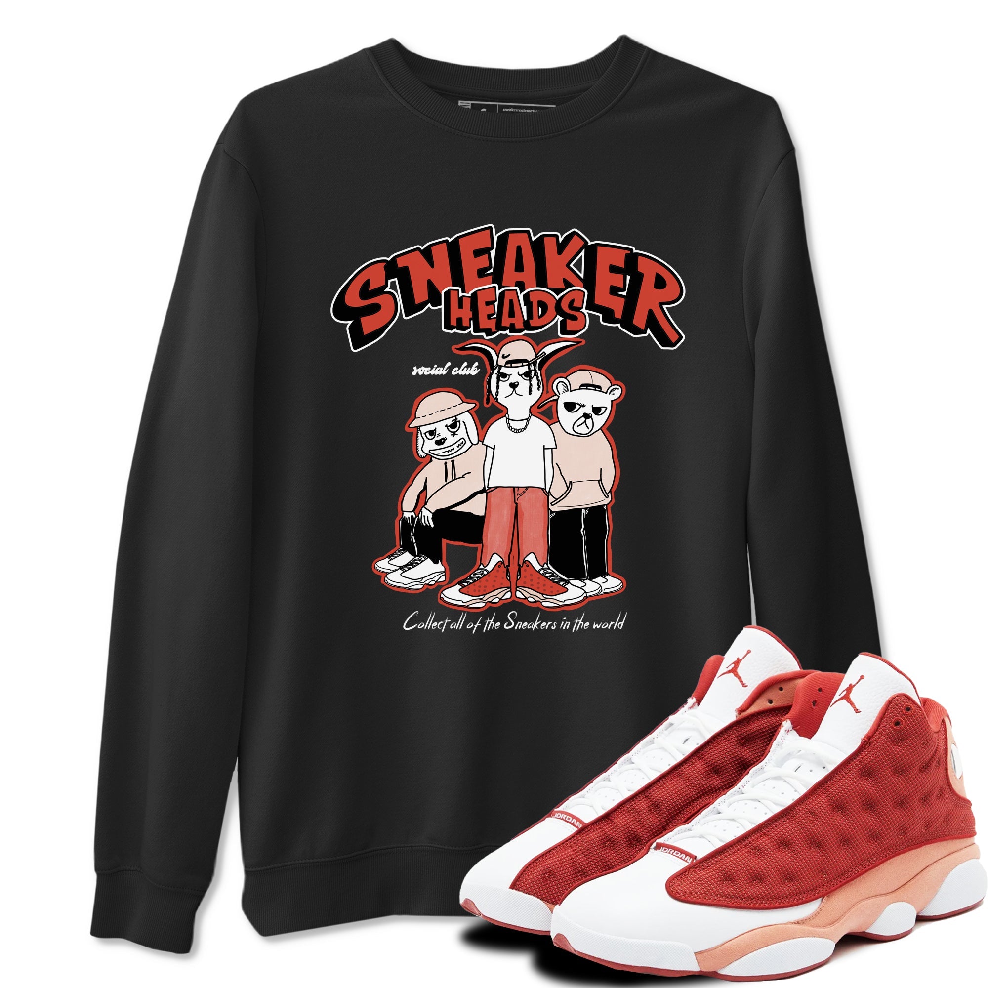 13s Dune Red shirts to match jordans Sneakerheads Social Club sneaker match tees Air Jordan 13 Dune Red Drip Gear Zone streetwear brand Black 1 unisex cotton tee