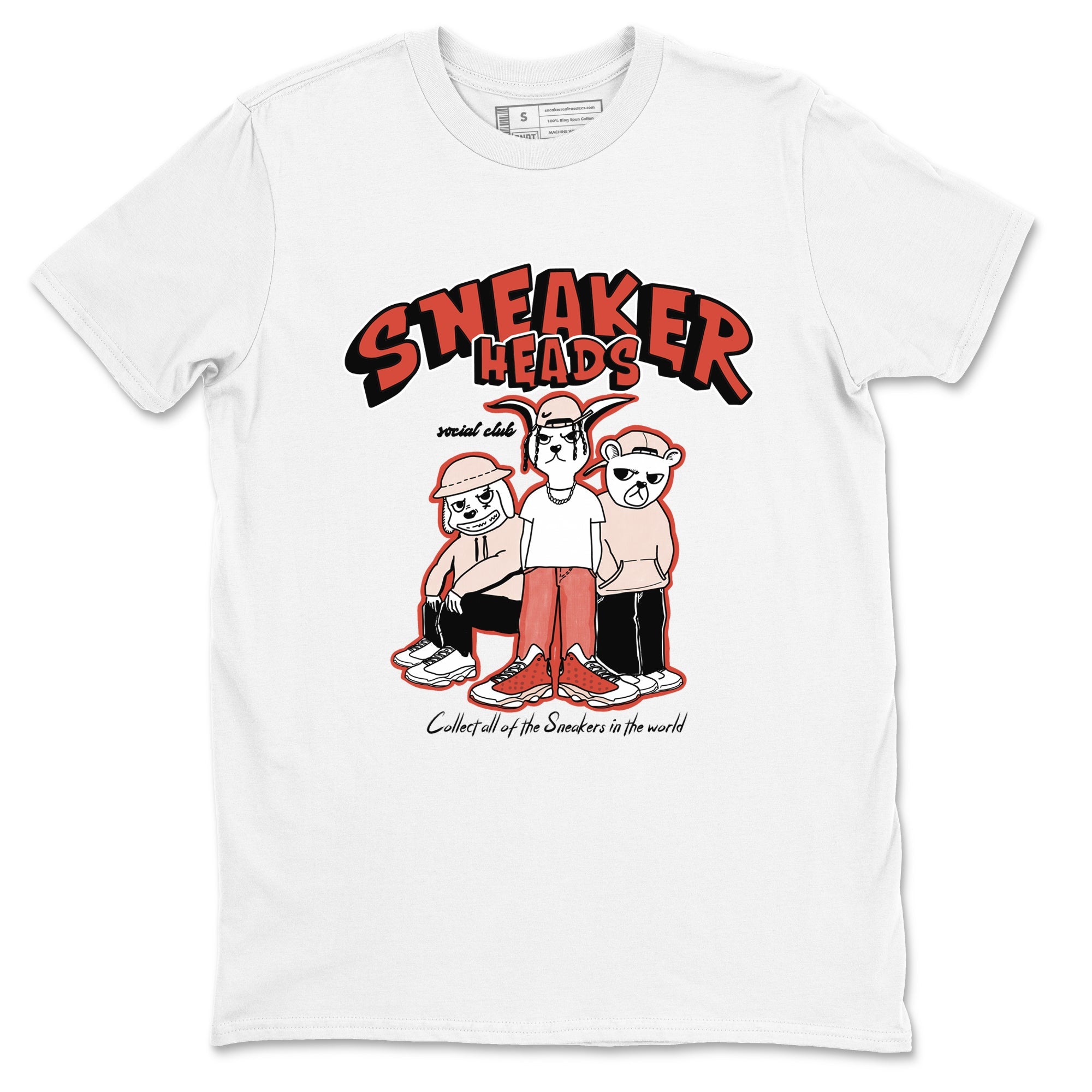 13s Dune Red shirts to match jordans Sneakerheads Social Club sneaker match tees Air Jordan 13 Dune Red Drip Gear Zone streetwear brand White 2 unisex cotton tee