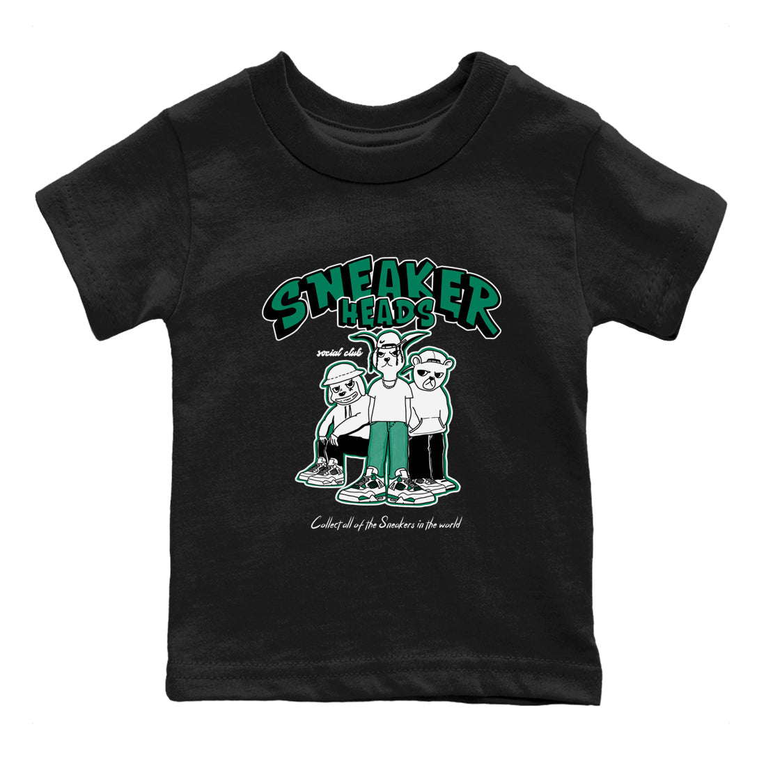 4s Oxidized Green shirts to match jordans Sneakerheads Social Club sneaker match tees Air Jordan 4 Oxidized Green Drip Gear Zone streetwear brand Baby and Youth Black 2 cotton tee