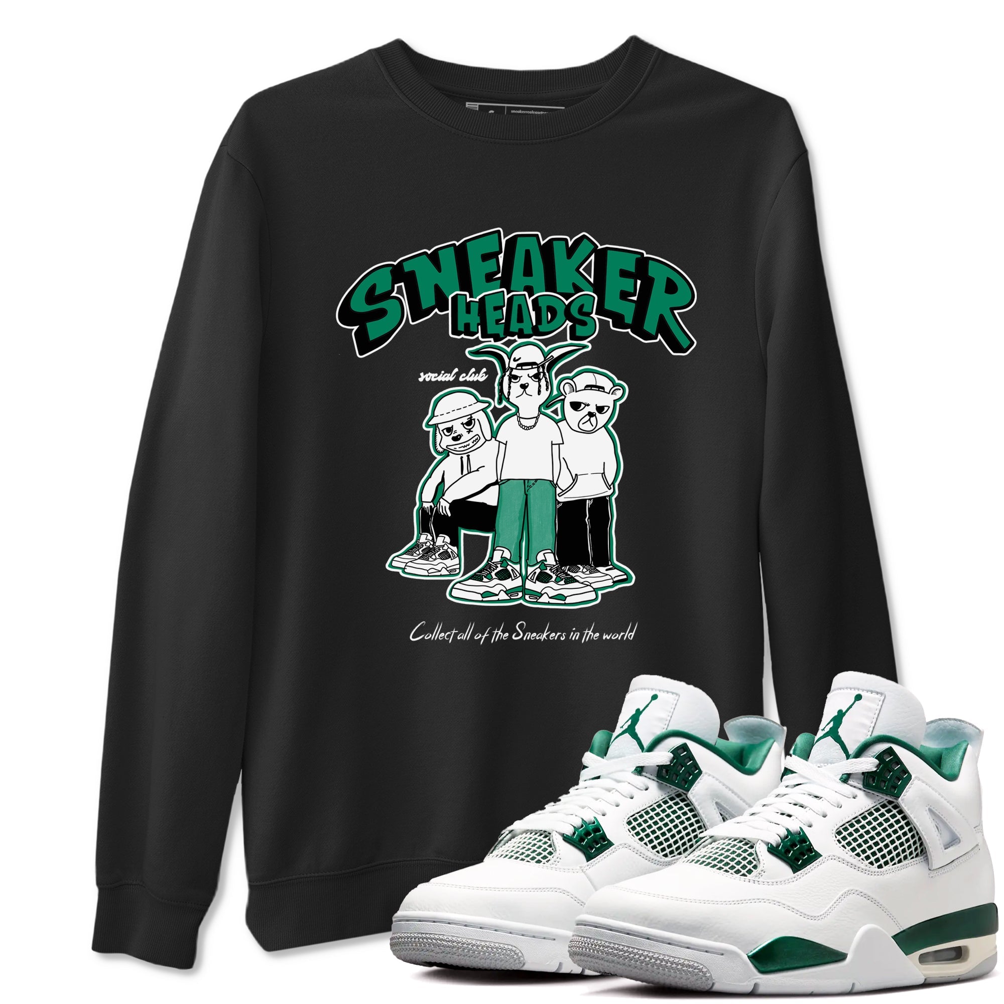 4s Oxidized Green shirts to match jordans Sneakerheads Social Club sneaker match tees Air Jordan 4 Oxidized Green Drip Gear Zone streetwear brand Black 1 unisex cotton tee