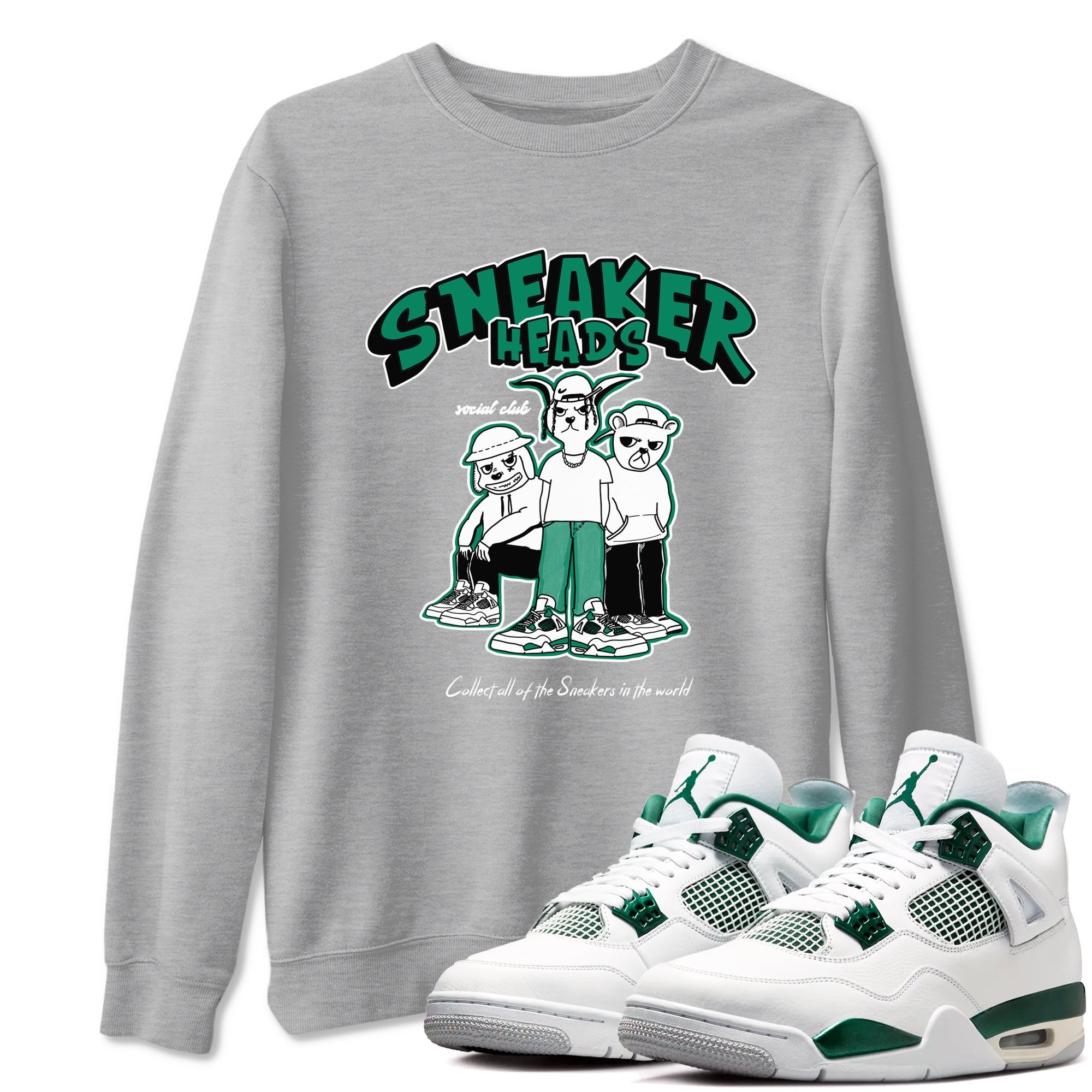4s Oxidized Green shirts to match jordans Sneakerheads Social Club sneaker match tees Air Jordan 4 Oxidized Green Drip Gear Zone streetwear brand Heather Grey 1 unisex cotton tee