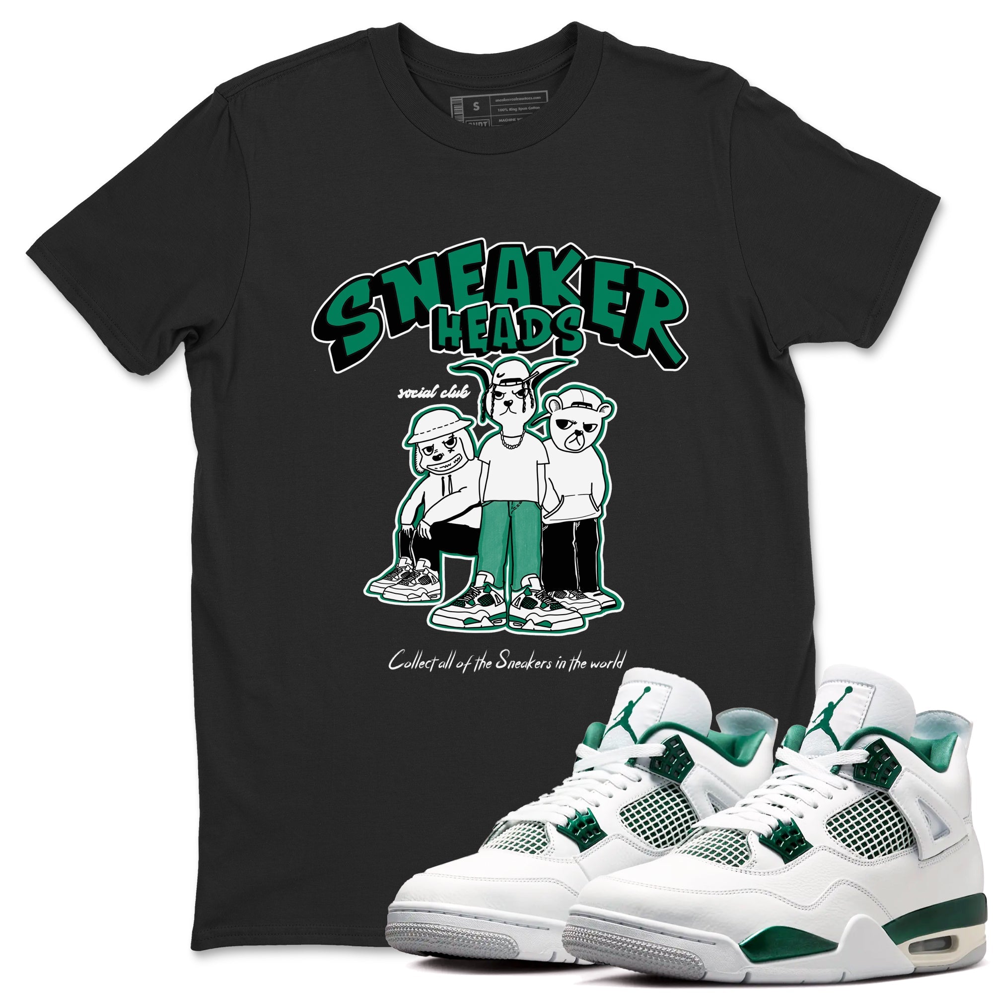 4s Oxidized Green shirts to match jordans Sneakerheads Social Club sneaker match tees Air Jordan 4 Oxidized Green Drip Gear Zone streetwear brand Black 1 unisex cotton tee