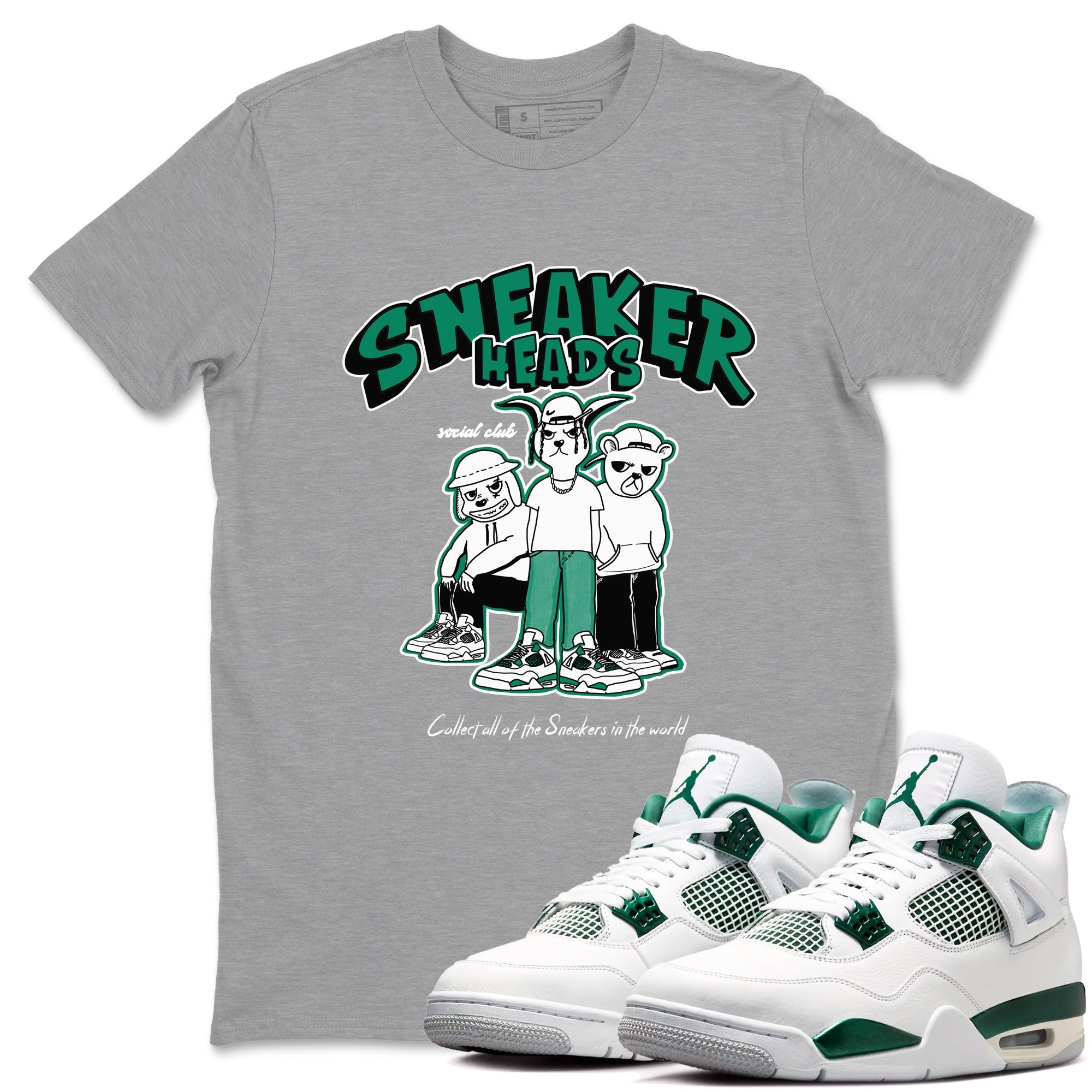 4s Oxidized Green shirts to match jordans Sneakerheads Social Club sneaker match tees Air Jordan 4 Oxidized Green Drip Gear Zone streetwear brand Heather Grey 1 unisex cotton tee