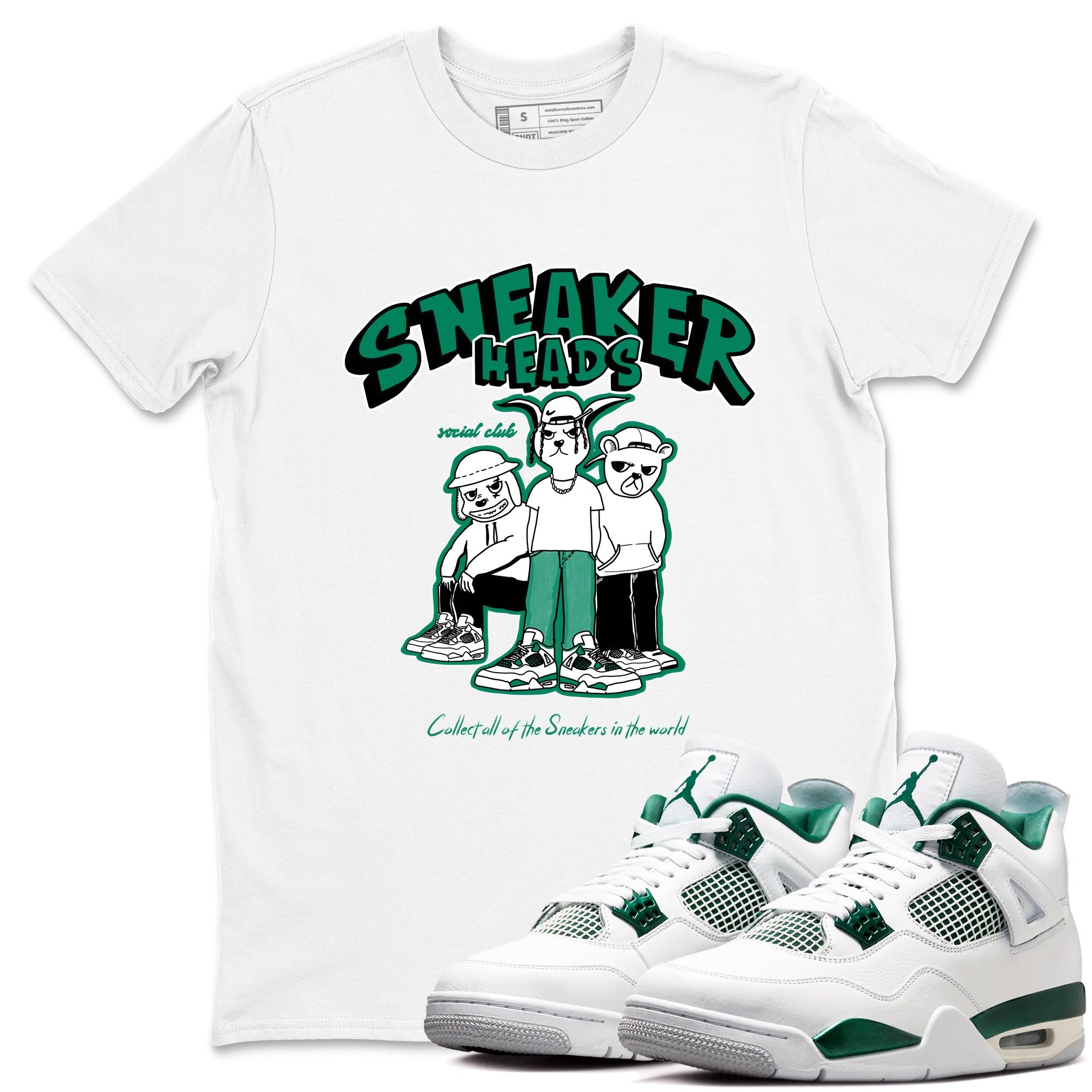 4s Oxidized Green shirts to match jordans Sneakerheads Social Club sneaker match tees Air Jordan 4 Oxidized Green Drip Gear Zone streetwear brand White 1 unisex cotton tee