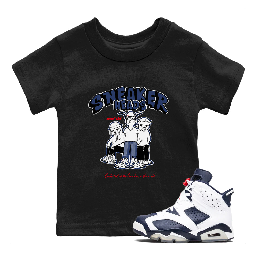 6s Olympic shirts to match jordans Sneakerheads Social Club sneaker match tees Air Jordan 6 Olympic Drip Gear Zone streetwear brand Baby and Youth Black 1 cotton tee