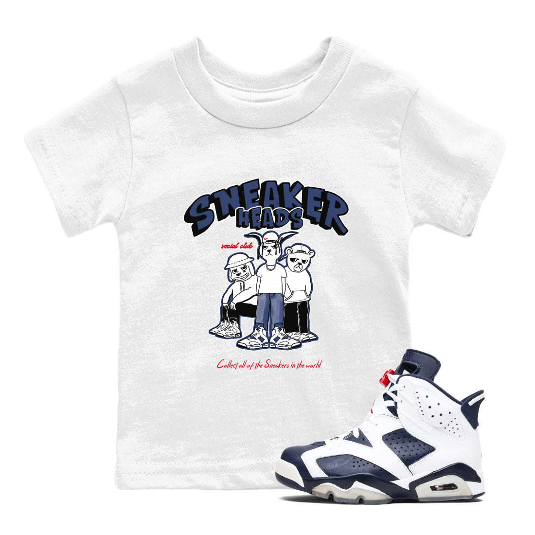6s Olympic shirts to match jordans Sneakerheads Social Club sneaker match tees Air Jordan 6 Olympic Drip Gear Zone streetwear brand Baby and Youth White 1 cotton tee