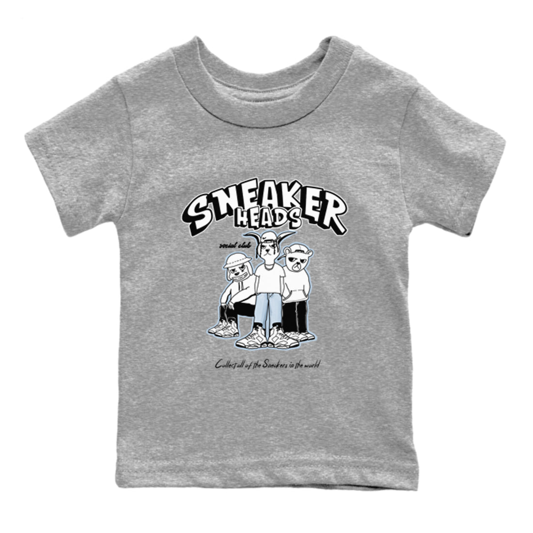 AJ6 White Black shirts to match jordans Sneakerheads Social Club sneaker match tees Air Jordan 6 White Black Drip Gear Zone streetwear brand Baby and Youth Heather Grey 2 cotton tee