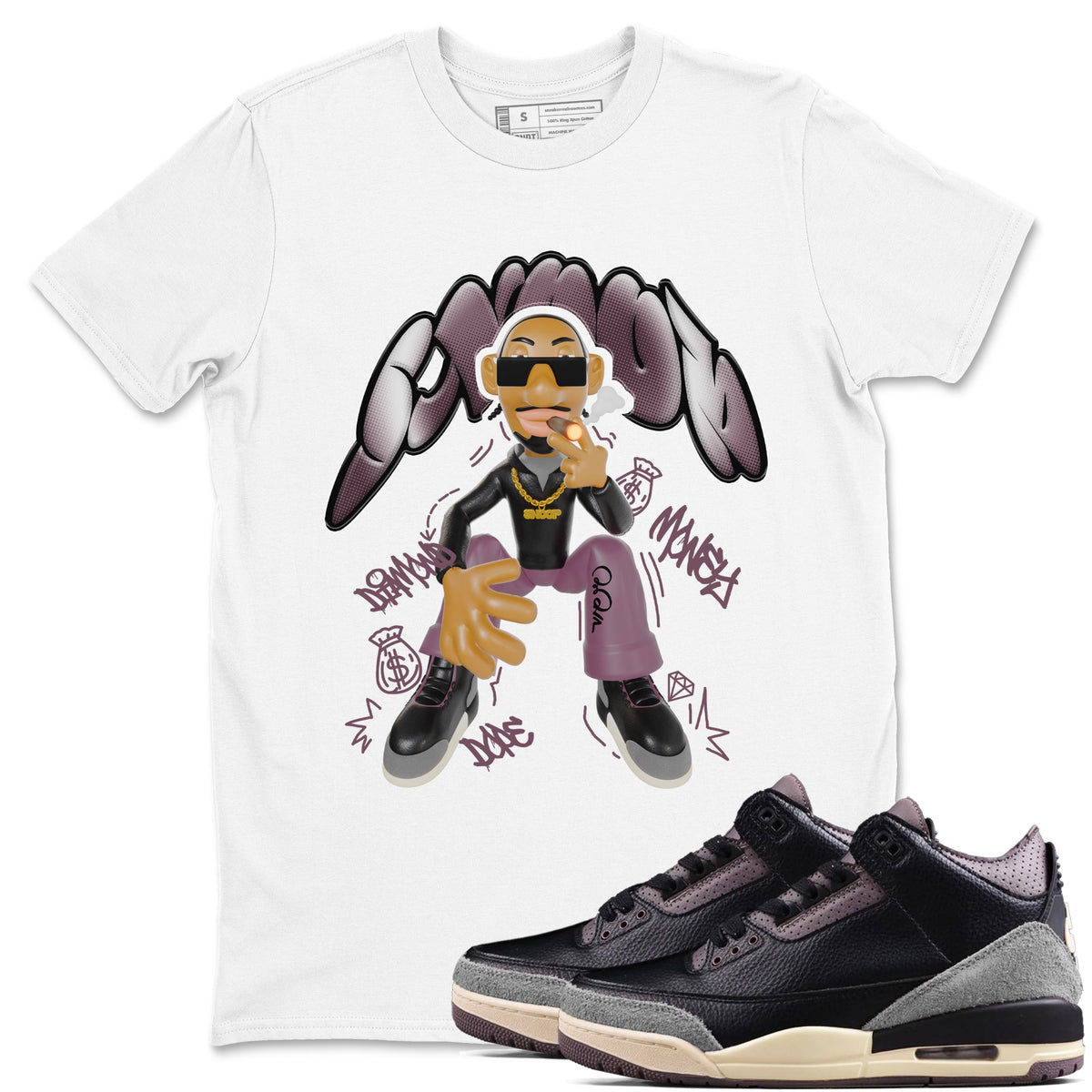 3s A Ma Maniere x Black shirts to match jordans Snoop sneaker match tees A Ma Maniere x Air Jordan 3 “While You Were Sleeping”Sneaker Release Tees unisex cotton White 1 crew neck shirts