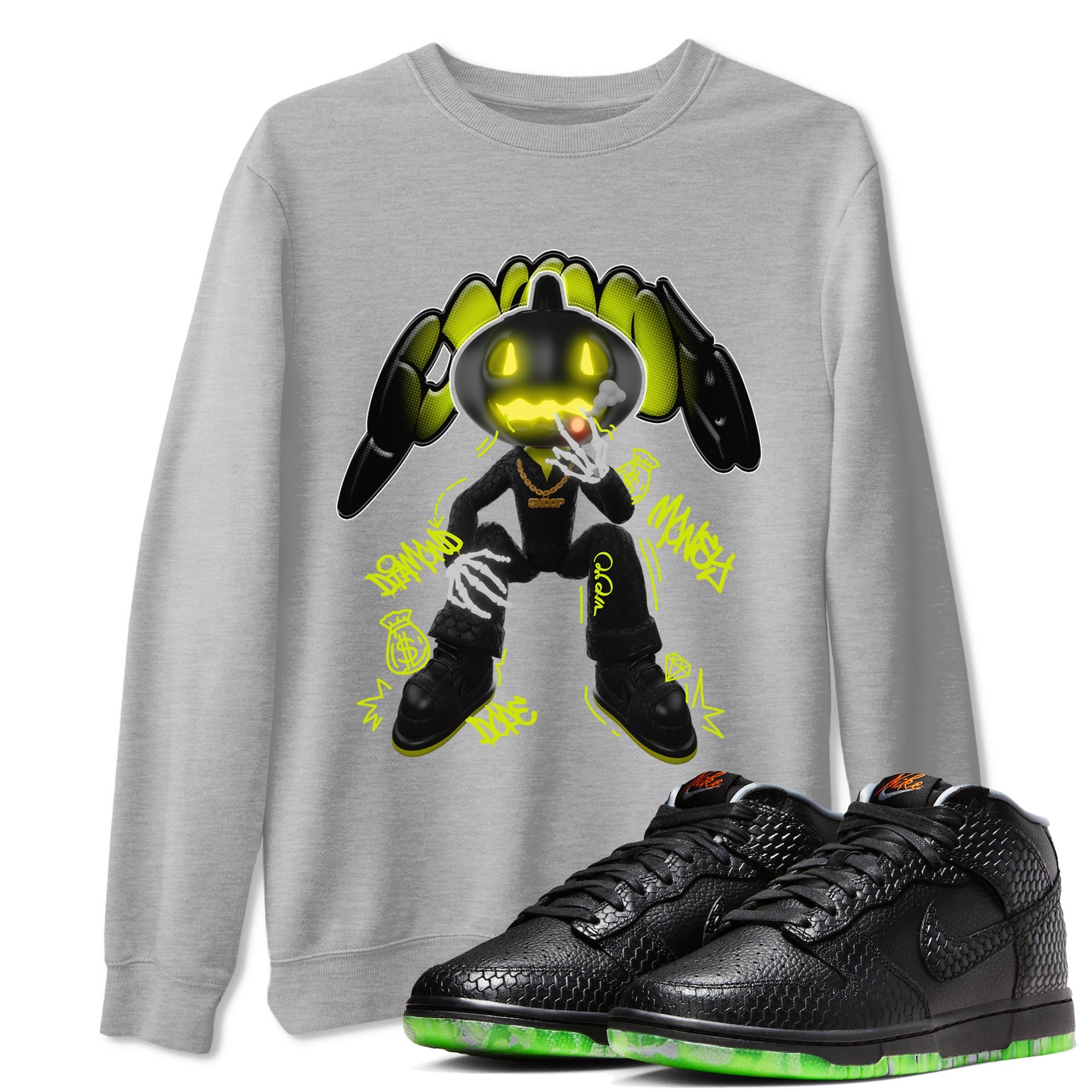 Dunk Halloween shirt to match jordans Snoop sneaker tees halloween horror nights Nike Dunk Halloween Drip Gear Zone Unisex Heather Grey 1 T-Shirt