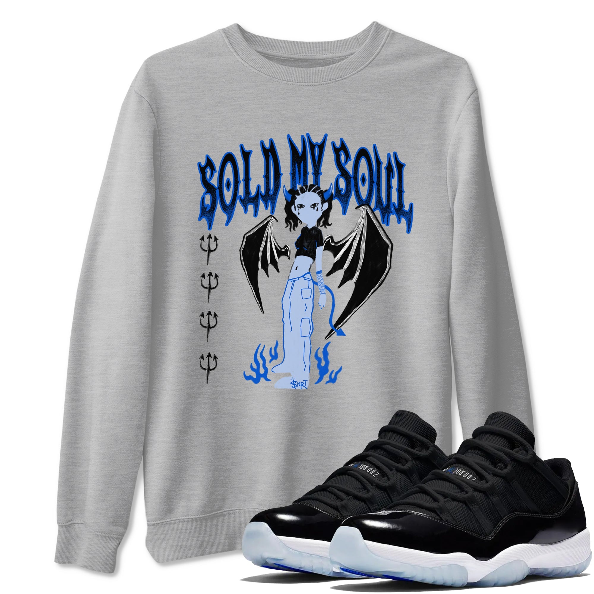 Air Jordan 11 Low Space shirt to match jordans Sold My Soul sneaker tees Air Jordan 11 Low Space Drip Gear Zone unisex cotton Heather Grey 1 crew neck shirt
