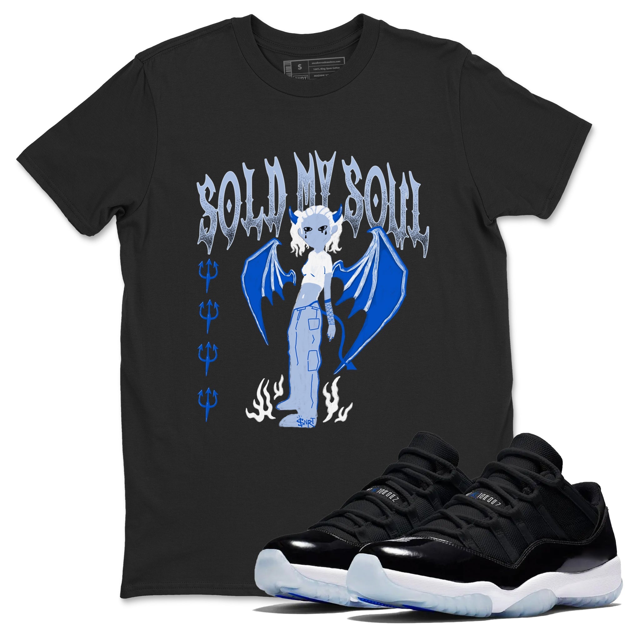 Air Jordan 11 Low Space shirt to match jordans Sold My Soul sneaker tees Air Jordan 11 Low Space Drip Gear Zone unisex cotton Black 1 crew neck shirt