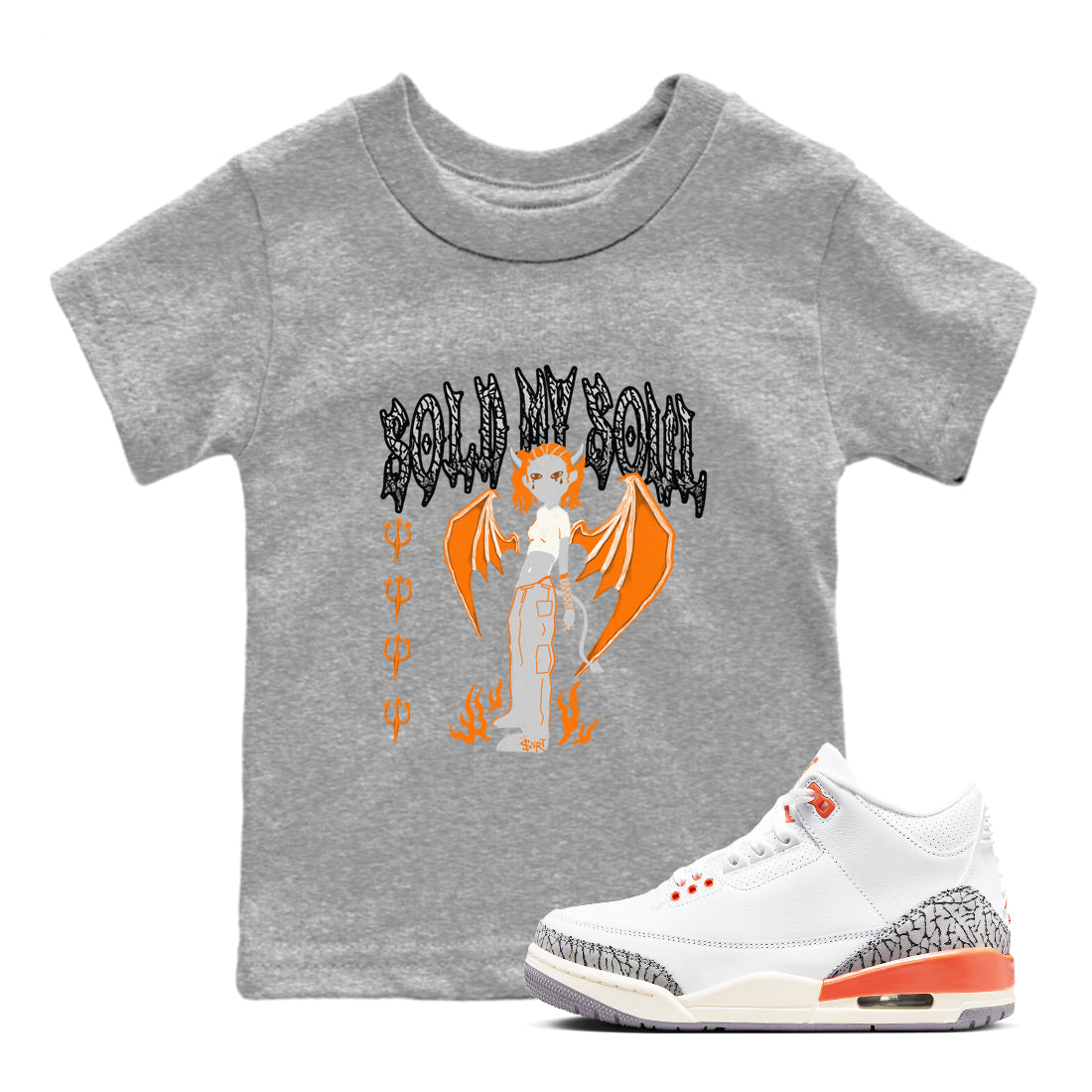 3s Georgia Peach shirt to match jordans Sold My Soul sneaker tees Air Jordan 3 Georgia Peach Drip Gear Zone baby toddler Heather Grey 1 cotton Shirt