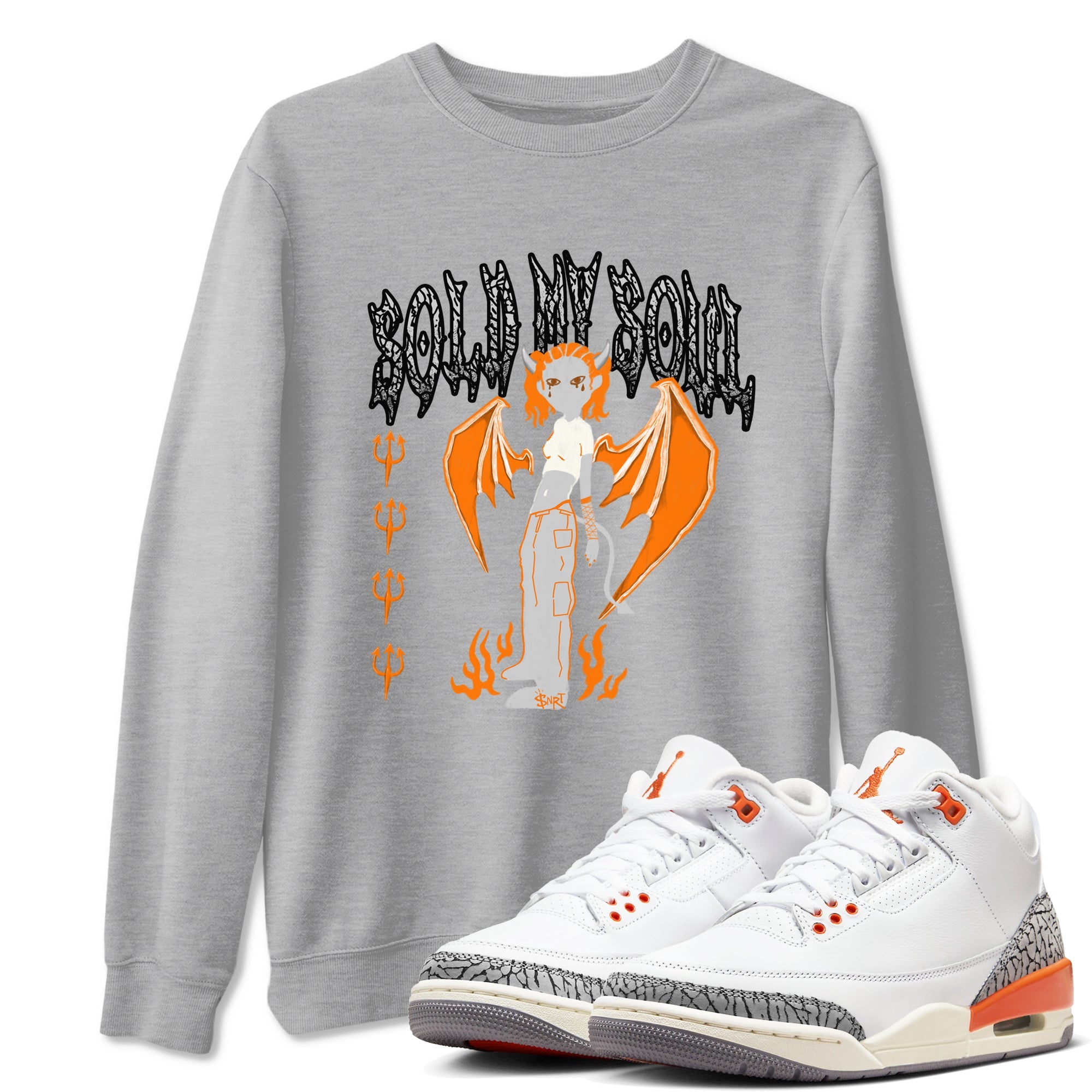 3s Georgia Peach shirt to match jordans Sold My Soul sneaker tees Air Jordan 3 Georgia Peach Drip Gear Zone unisex cotton Heather Grey 1 crew neck shirt