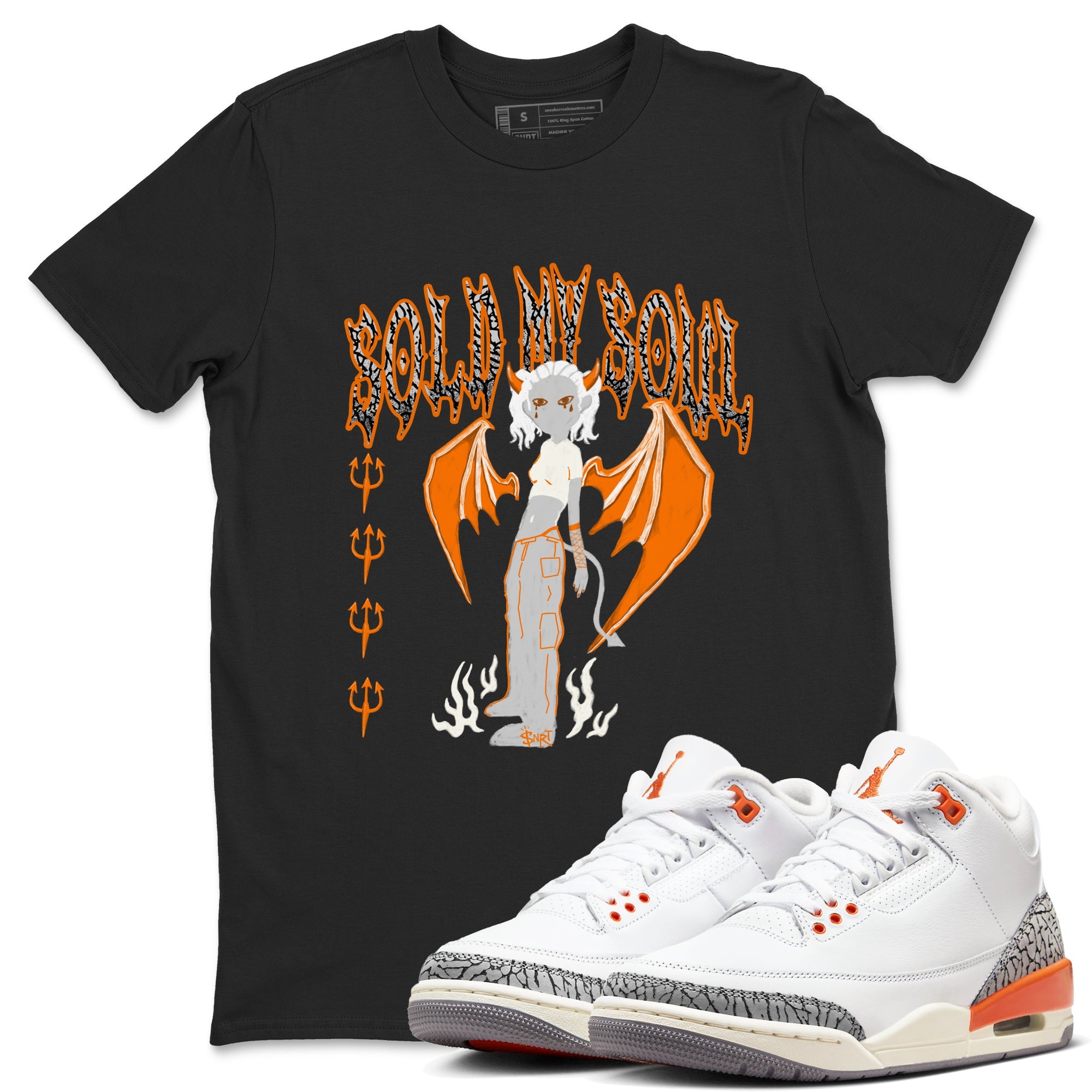 3s Georgia Peach shirt to match jordans Sold My Soul sneaker tees Air Jordan 3 Georgia Peach Drip Gear Zone unisex cotton Black 1 crew neck shirt