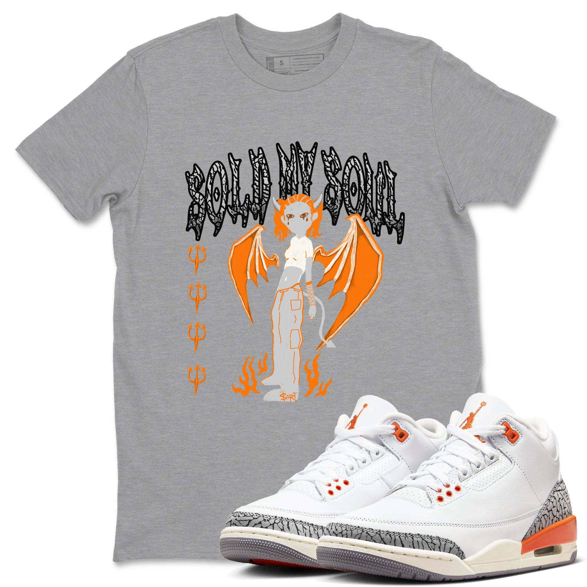 3s Georgia Peach shirt to match jordans Sold My Soul sneaker tees Air Jordan 3 Georgia Peach Drip Gear Zone unisex cotton Heather Grey 1 crew neck shirt