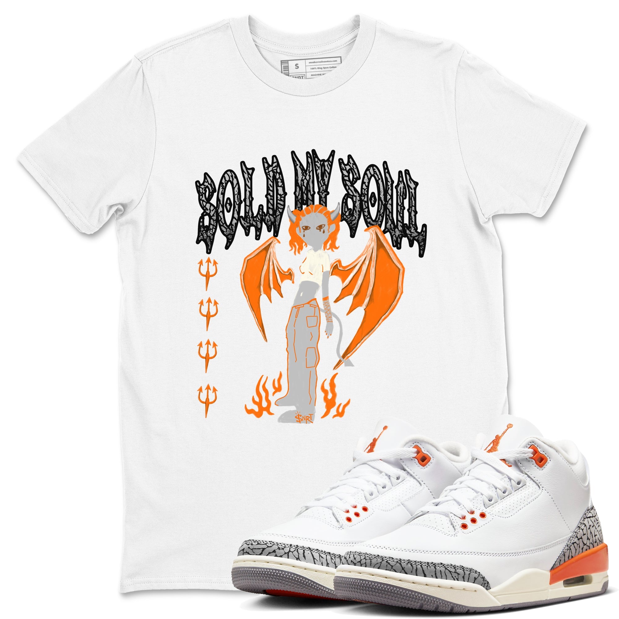 3s Georgia Peach shirt to match jordans Sold My Soul sneaker tees Air Jordan 3 Georgia Peach Drip Gear Zone unisex cotton White 1 crew neck shirt