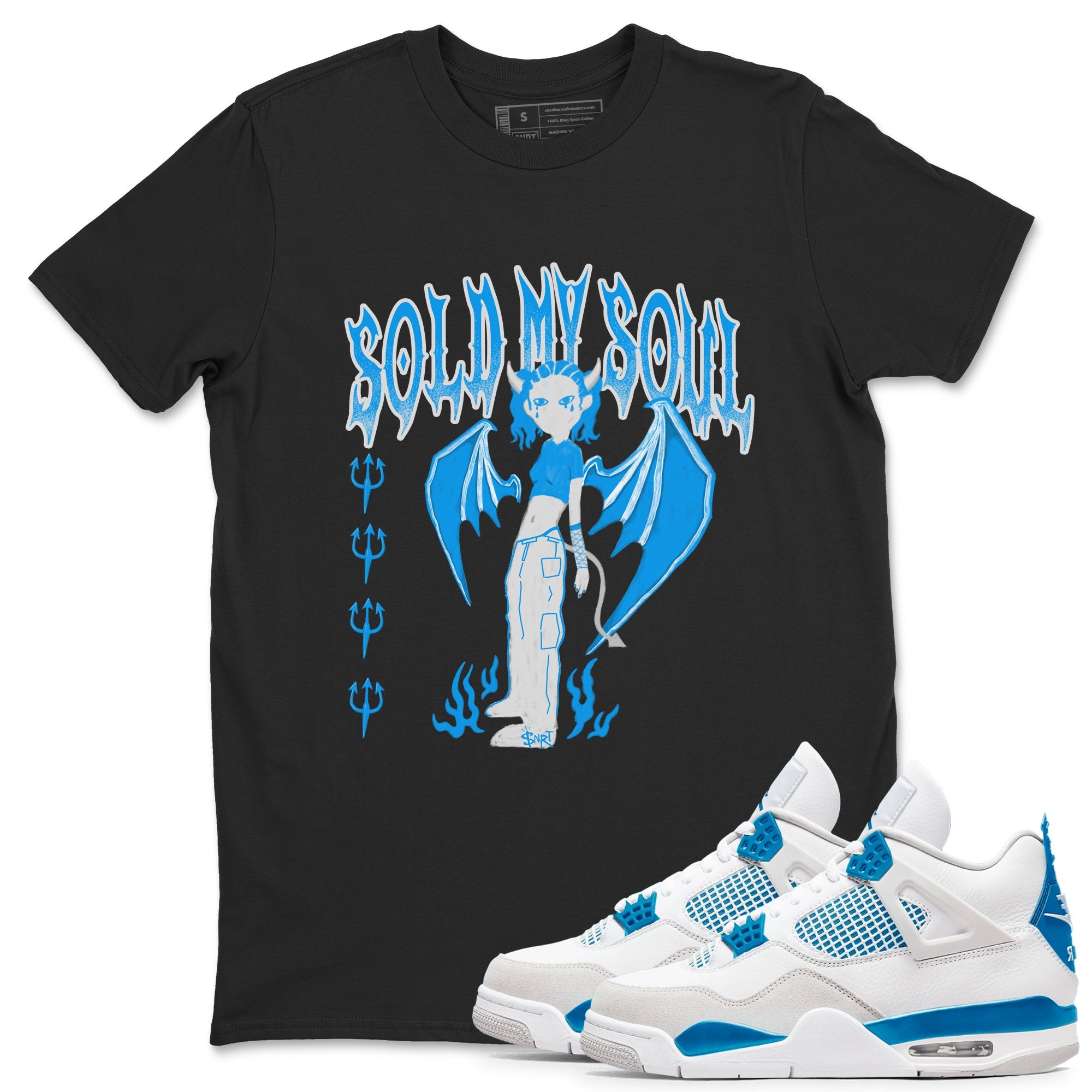 Air Jordan 4 Military Blue shirt to match jordans Sold My Soul sneaker tees Air Jordan 4 Military Blue Drip Gear Zone unisex cotton Black 1 crew neck shirt