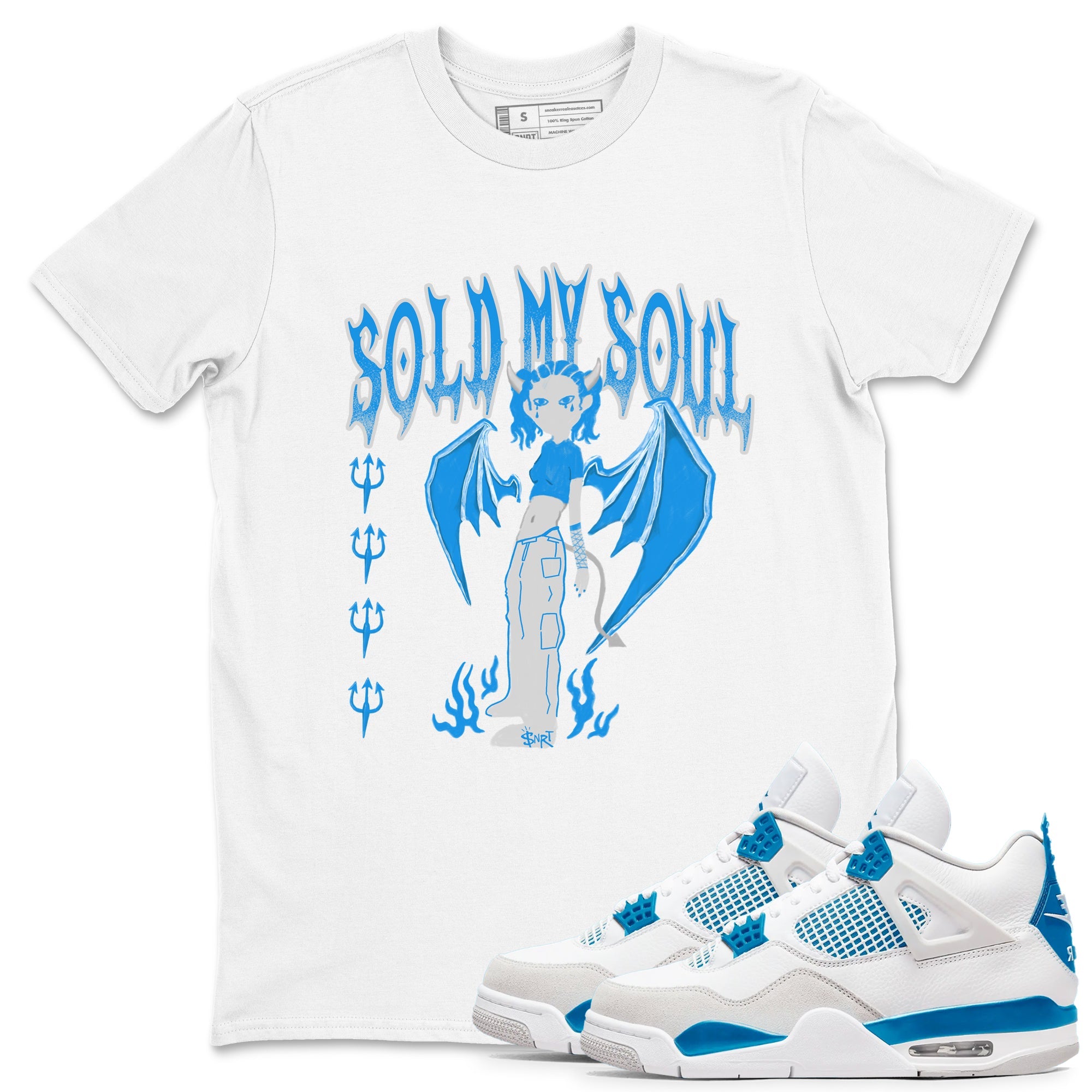 Air Jordan 4 Military Blue shirt to match jordans Sold My Soul sneaker tees Air Jordan 4 Military Blue Drip Gear Zone unisex cotton White 1 crew neck shirt