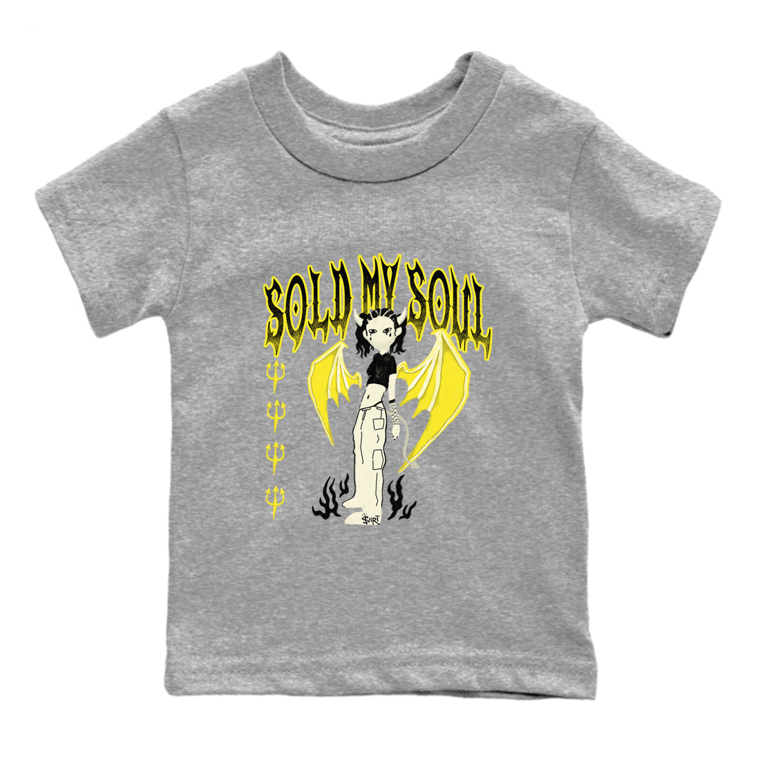 4s Vivid Sulfur shirt to match jordans Sold My Soul sneaker tees Air Jordan 4 Vivid Sulfur Drip Gear Zone baby toddler Heather Grey 2 cotton Shirt