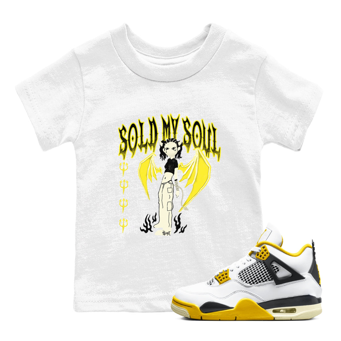 4s Vivid Sulfur shirt to match jordans Sold My Soul sneaker tees Air Jordan 4 Vivid Sulfur Drip Gear Zone baby toddler White 1 cotton Shirt