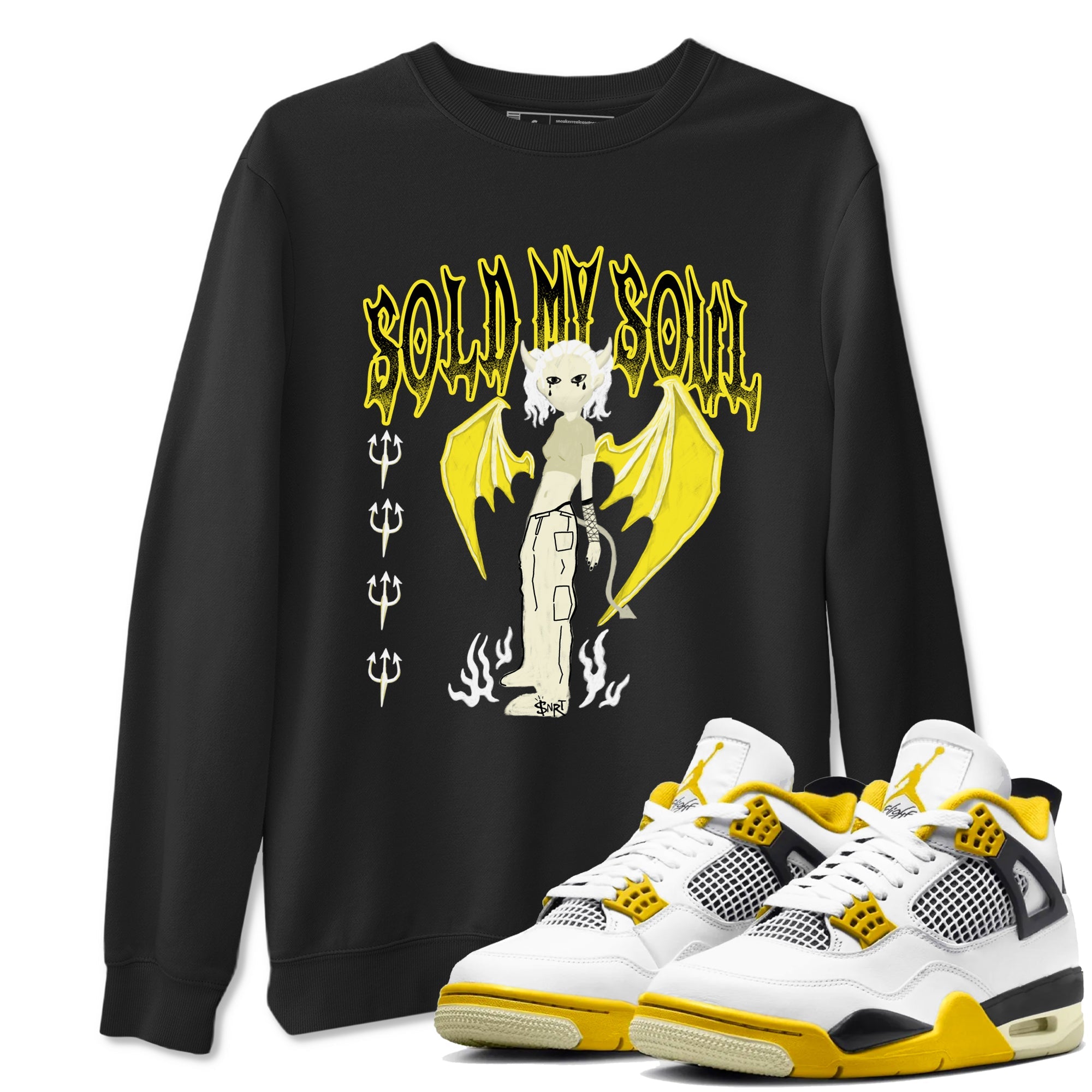 4s Vivid Sulfur shirt to match jordans Sold My Soul sneaker tees Air Jordan 4 Vivid Sulfur Drip Gear Zone unisex cotton Black 1 crew neck shirt