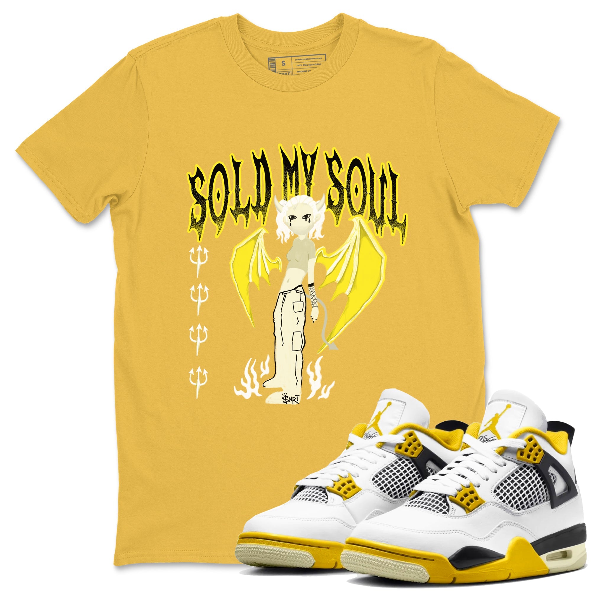 4s Vivid Sulfur shirt to match jordans Sold My Soul sneaker tees Air Jordan 4 Vivid Sulfur Drip Gear Zone unisex cotton Daisy 1 crew neck shirt