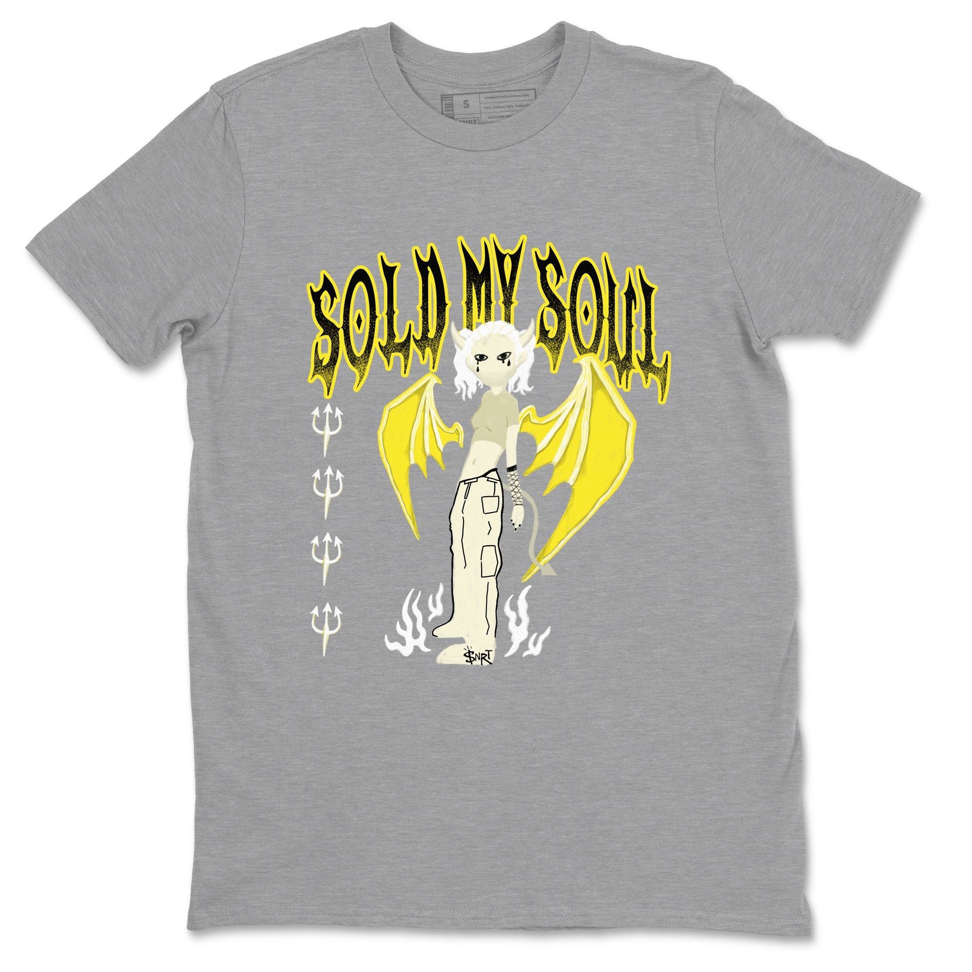 4s Vivid Sulfur shirt to match jordans Sold My Soul sneaker tees Air Jordan 4 Vivid Sulfur Drip Gear Zone unisex cotton Heather Grey 2 crew neck shirt