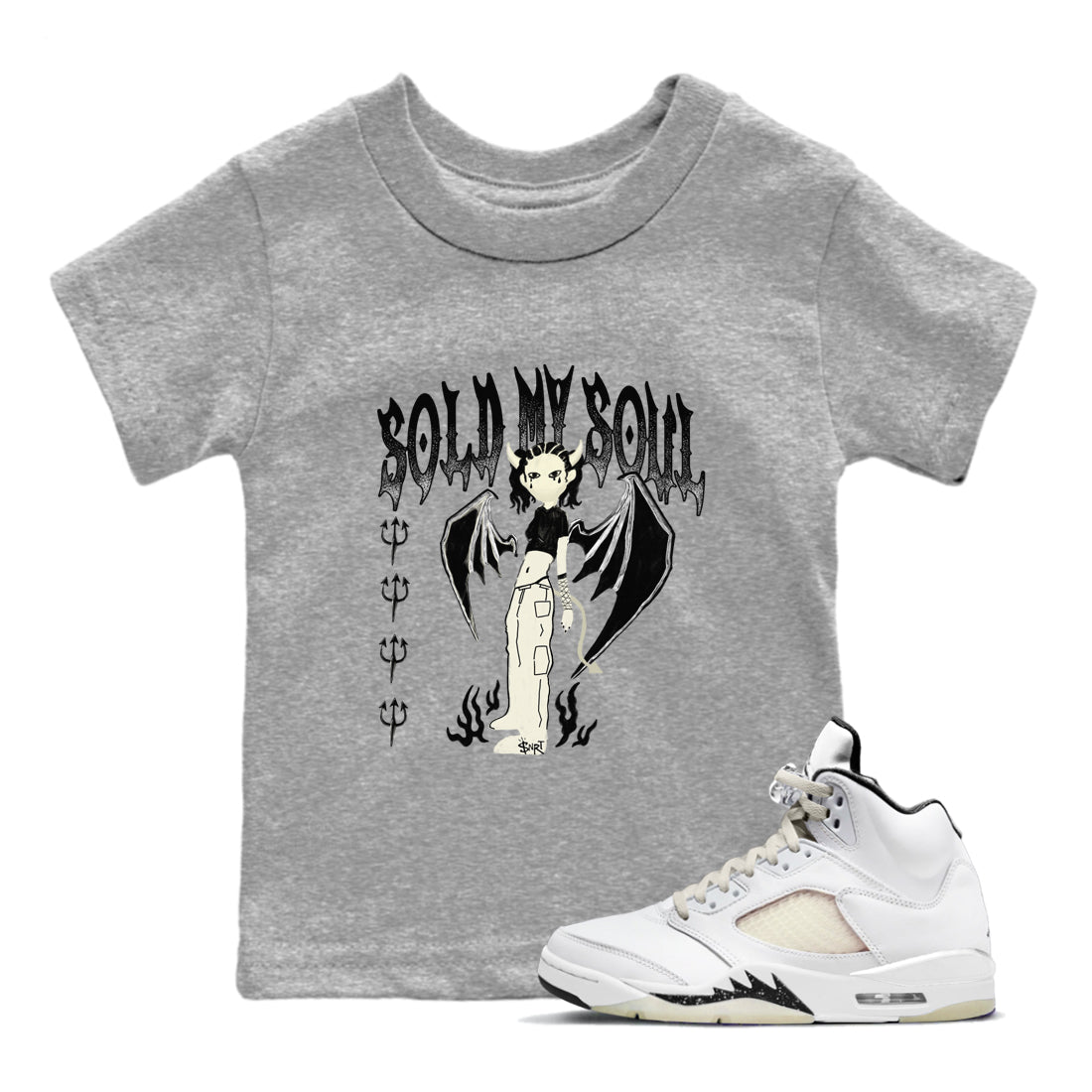 5s Sail shirt to match jordans Sold My Soul sneaker tees Air Jordan 5 Sail Drip Gear Zone baby toddler Heather Grey 1 cotton Shirt