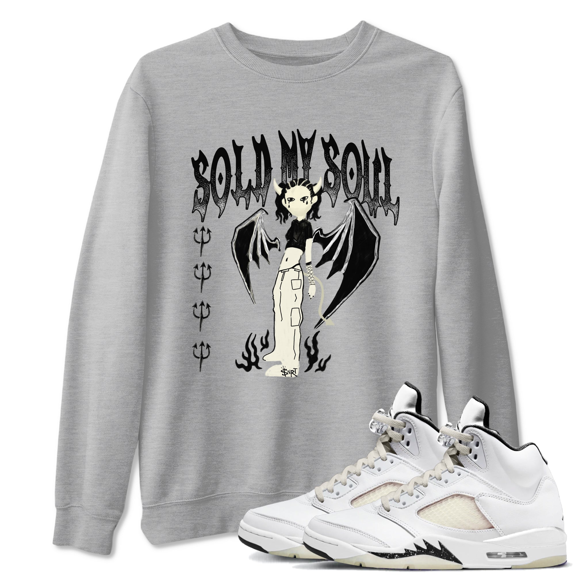 5s Sail shirt to match jordans Sold My Soul sneaker tees Air Jordan 5 Sail Drip Gear Zone unisex cotton Heather Grey 1 crew neck shirt
