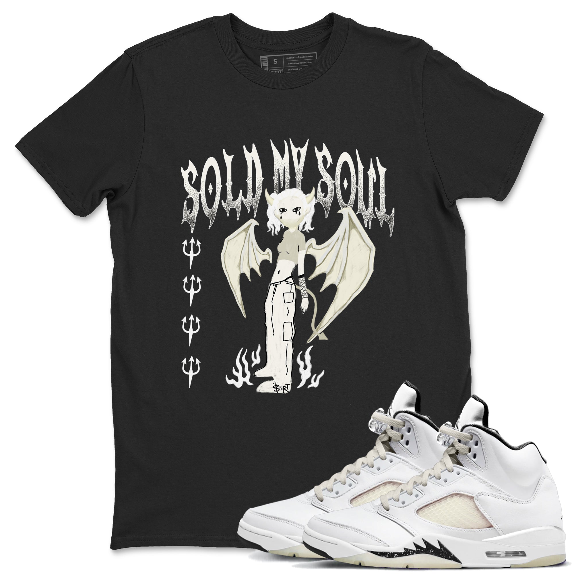 5s Sail shirt to match jordans Sold My Soul sneaker tees Air Jordan 5 Sail Drip Gear Zone unisex cotton Black 1 crew neck shirt