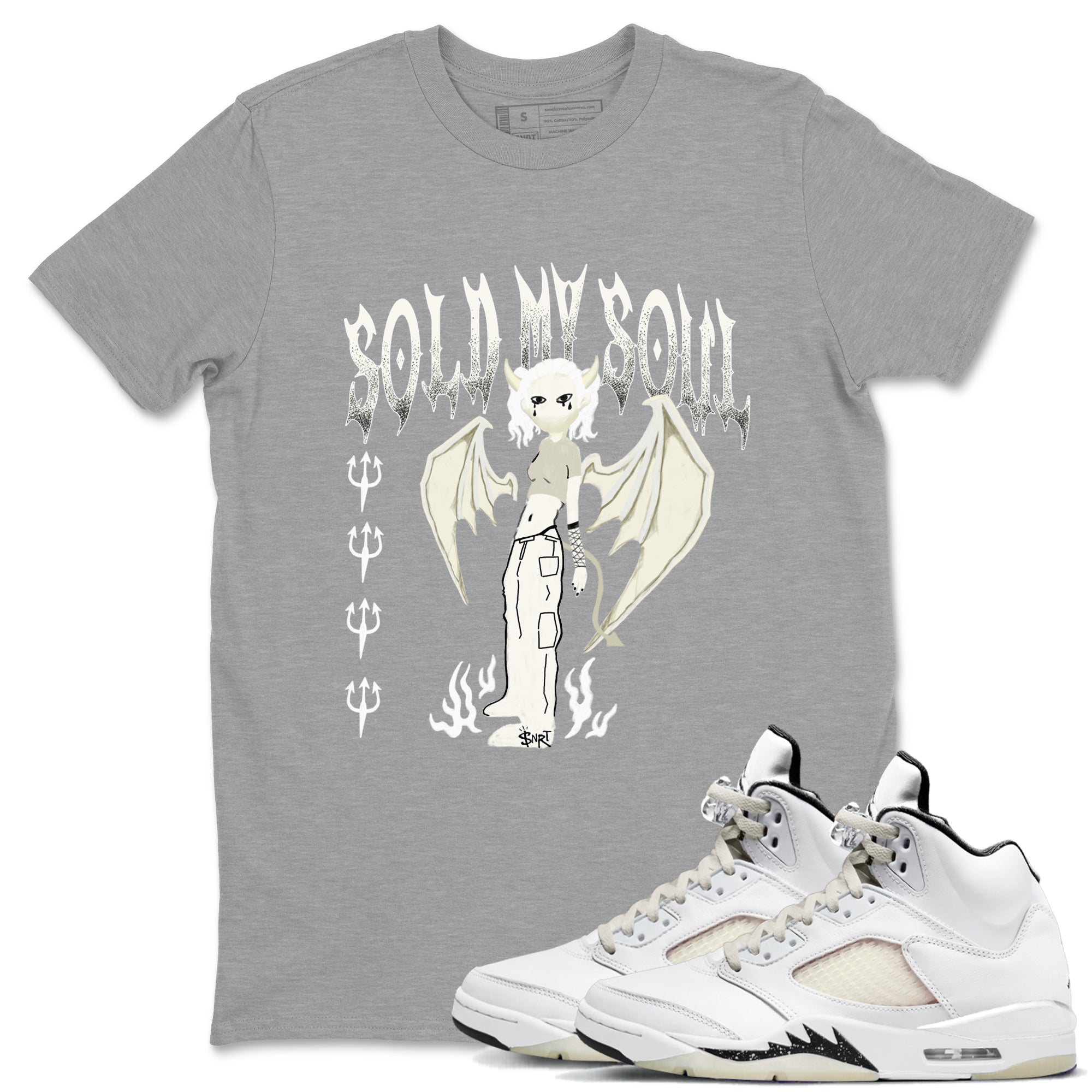 5s Sail shirt to match jordans Sold My Soul sneaker tees Air Jordan 5 Sail Drip Gear Zone unisex cotton Heather Grey 1 crew neck shirt